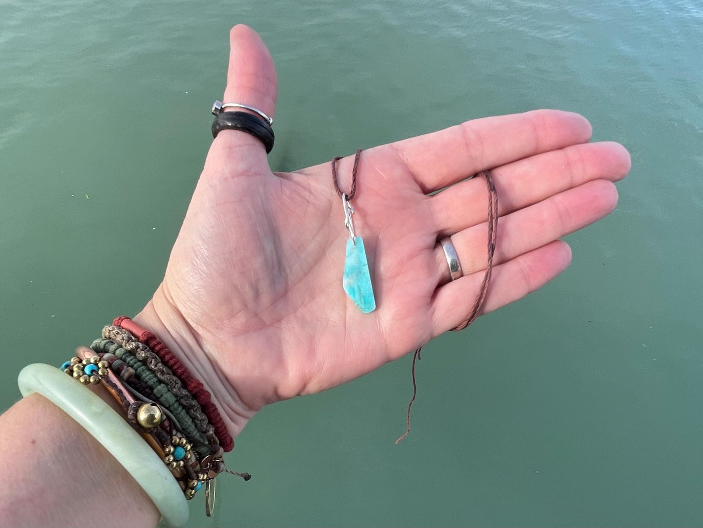 Handmade Aqua amazonite gemstone necklace on recycled silver. Eco friendly necklace, unique gifts, ethical jewellery, unique necklace