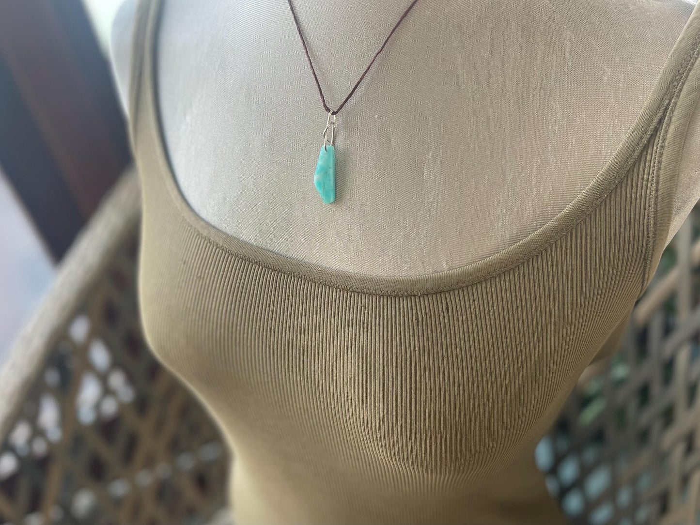 Handmade Aqua amazonite gemstone necklace on recycled silver. Eco friendly necklace, unique gifts, ethical jewellery, unique necklace