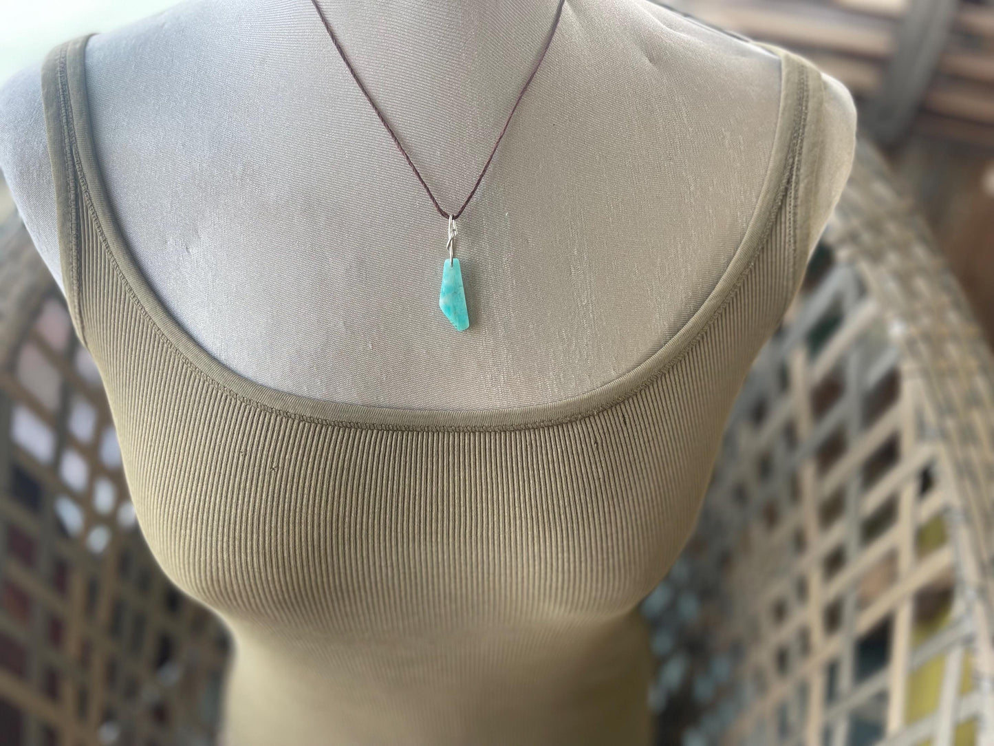 Handmade Aqua amazonite gemstone necklace on recycled silver. Eco friendly necklace, unique gifts, ethical jewellery, unique necklace