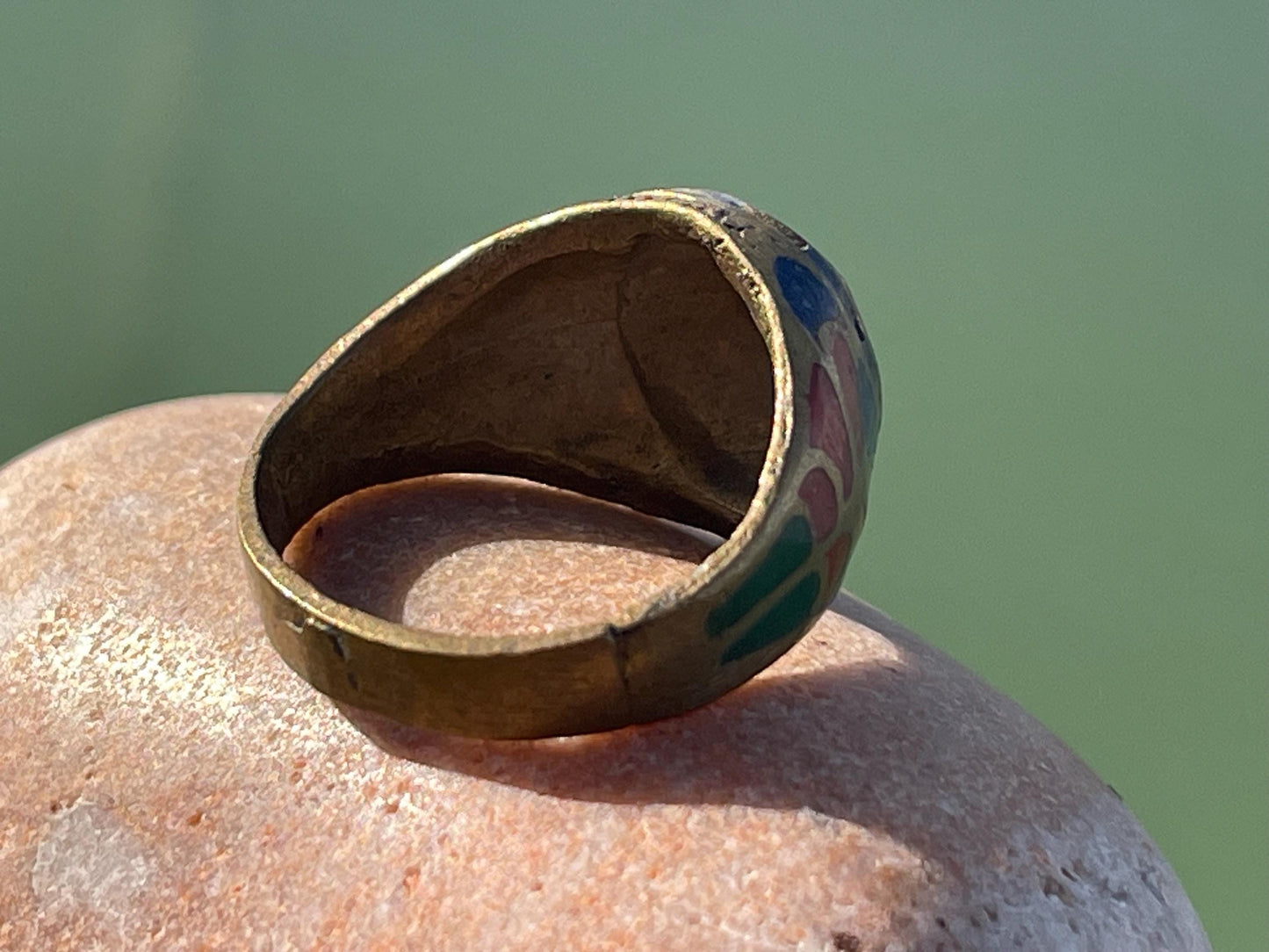 Fabulous festive red and green ring, boho vintage jewellery, ethical jewellery, gypsy ring. Gypsy jewellery. Christmas ring.