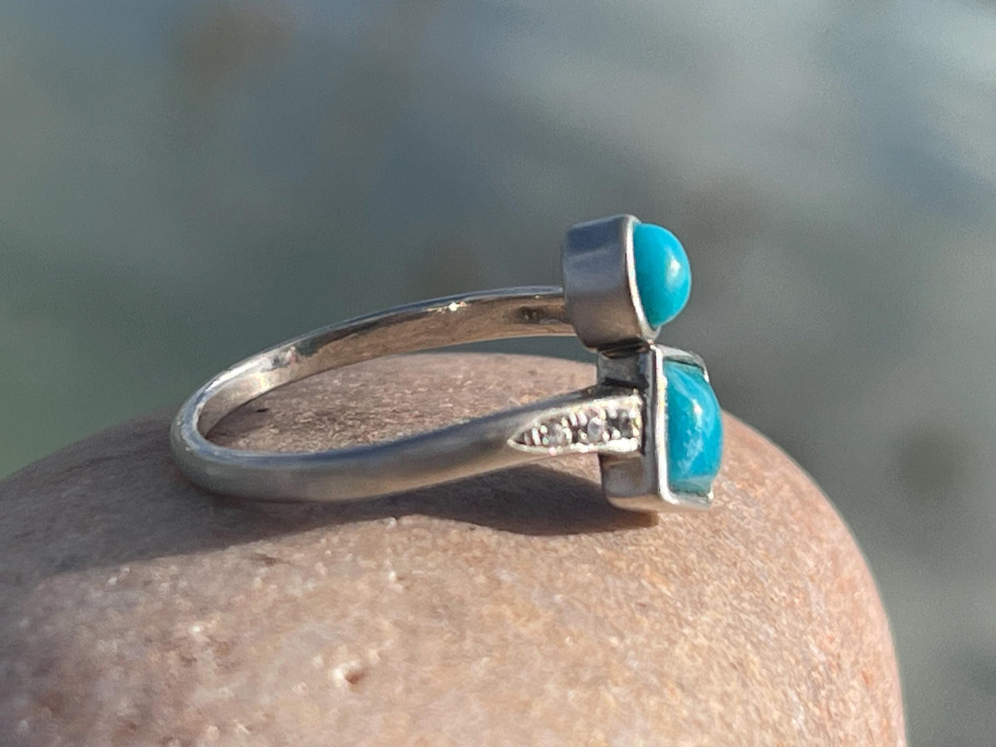 Ethically sourced turquoise ring. Unique gift for her, romantic gift, blue gemstone ring, ethical jewellery, handmade ring, boho ring
