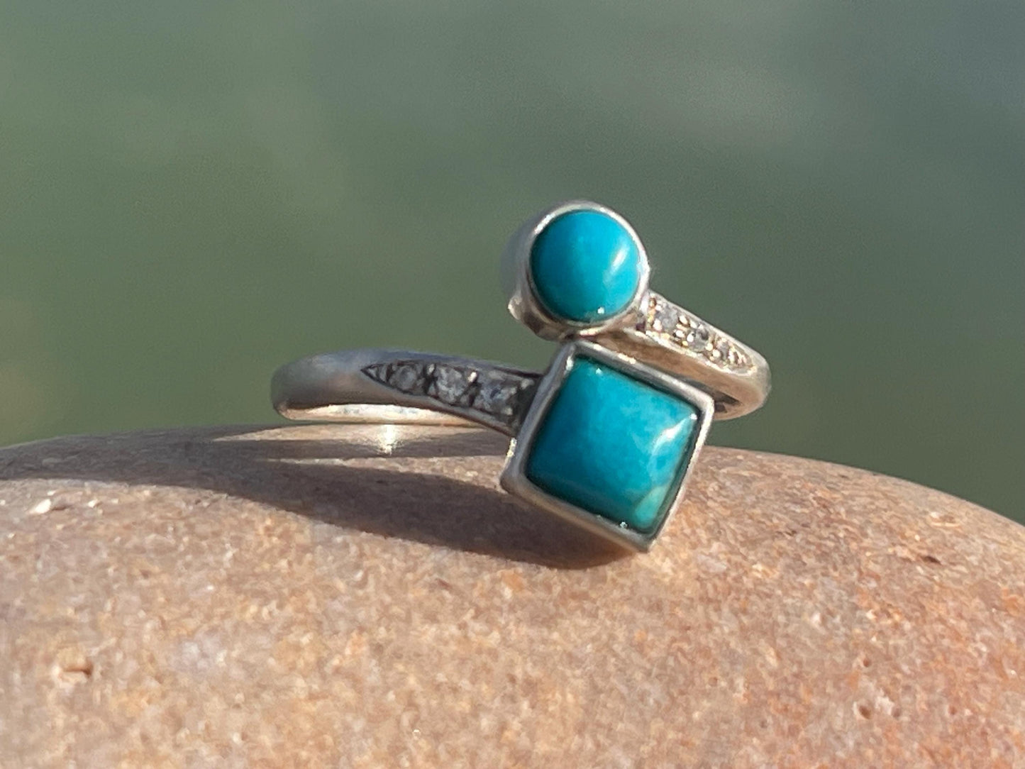 Ethically sourced turquoise ring. Unique gift for her, romantic gift, blue gemstone ring, ethical jewellery, handmade ring, boho ring