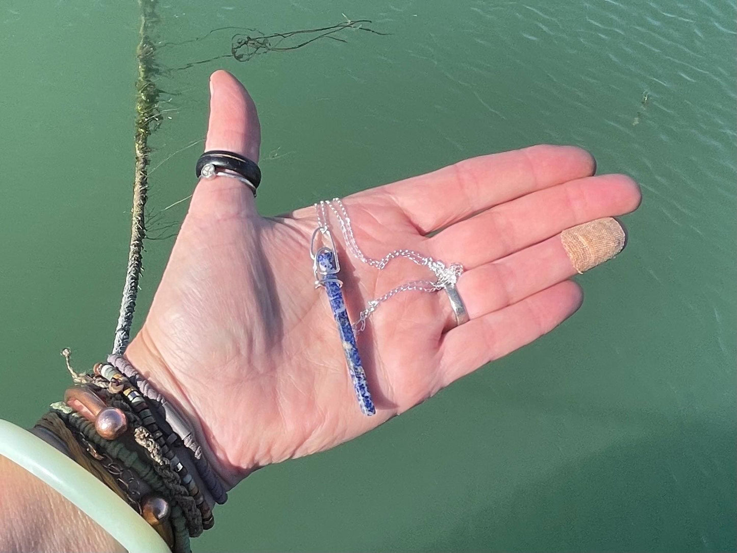 Handmade lapis lazuli necklace, Lapis Pendant Crystal Point, Chakra Reiki Healing Necklace. Romantic gift for her. Unusual lapis jewellery.