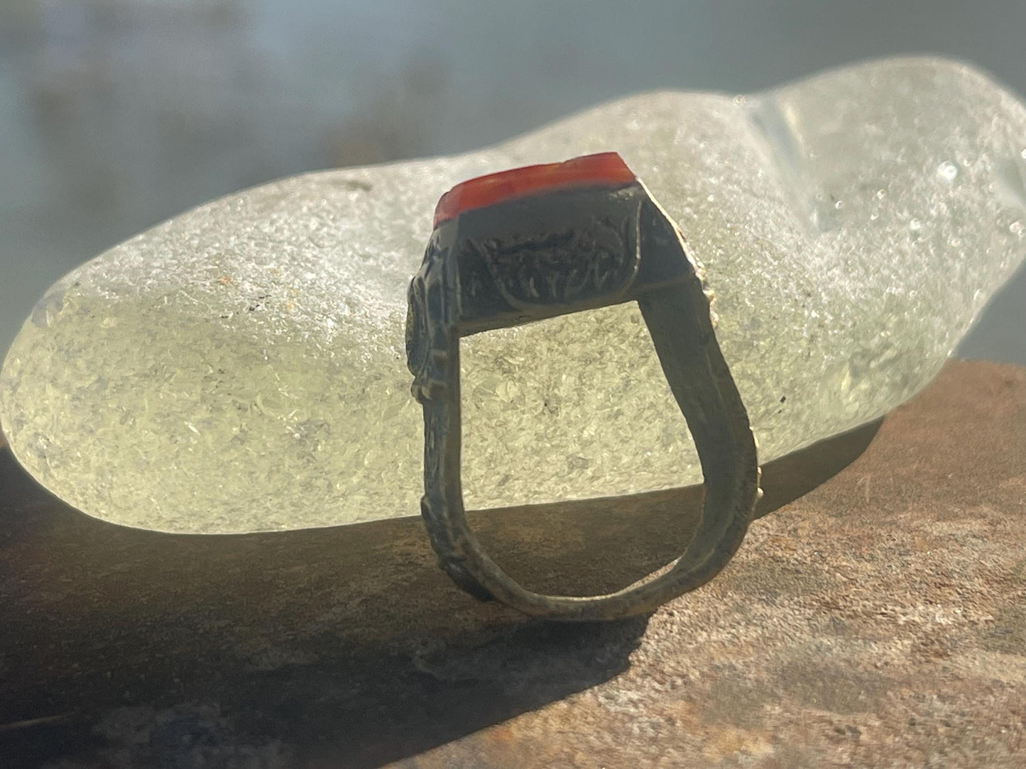 Fabulous vintage ring, Red carnelian ring, boho vintage jewellery, ethical jewellery, gypsy ring. Eco friendly jewellery.