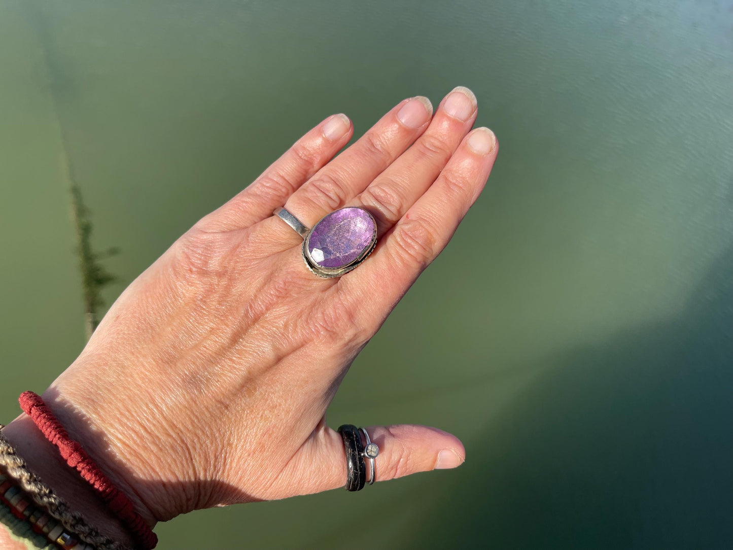 Fabulous vintage ring, large purple ring, boho vintage jewellery, ethical jewellery, gypsy ring. Gypsy jewellery, statement jewellery