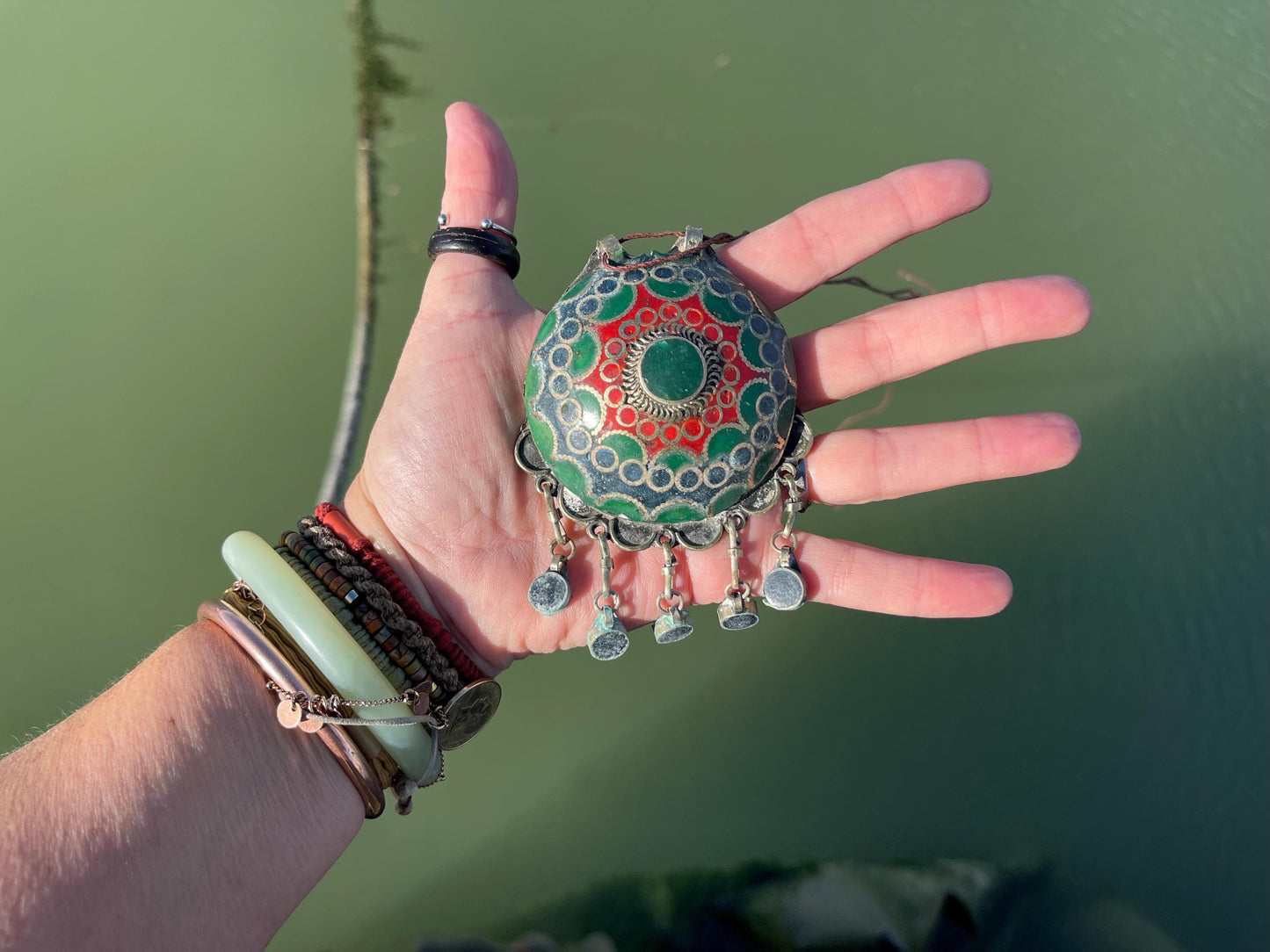 Gypsy jewellery, large necklace, enamel necklace, vintage jewellery, ethical jewellery, gypsy necklace, boho necklace, large jewellery