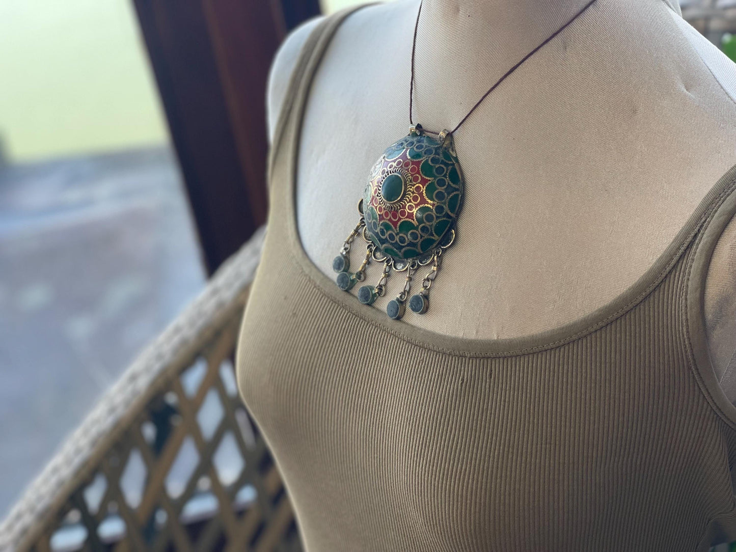 Gypsy jewellery, large necklace, enamel necklace, vintage jewellery, ethical jewellery, gypsy necklace, boho necklace, large jewellery