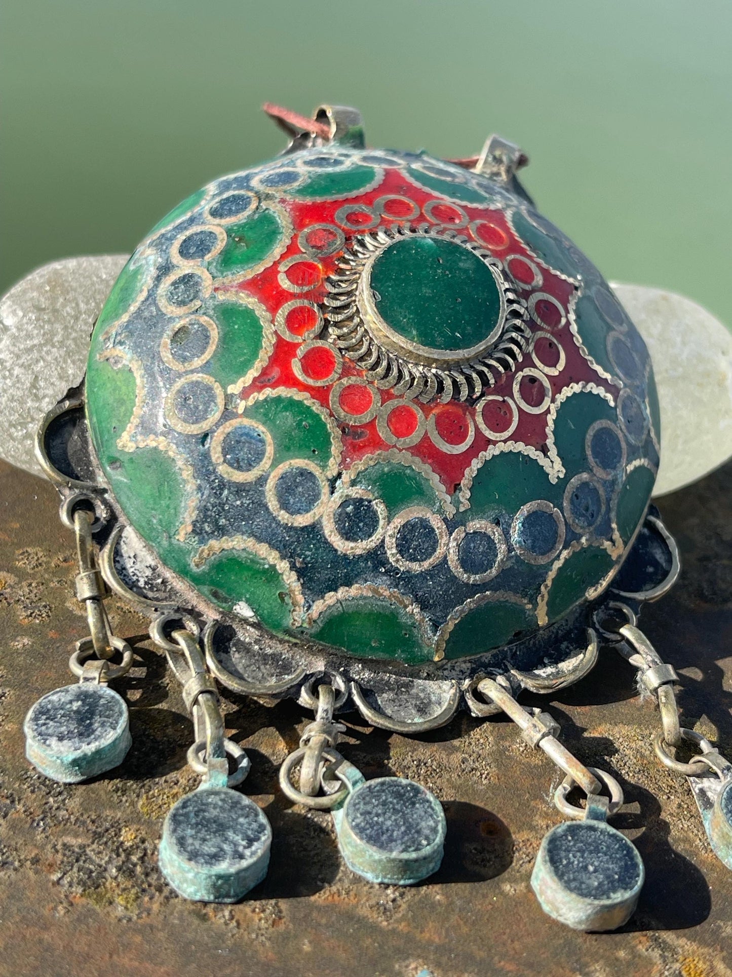 Gypsy jewellery, large necklace, enamel necklace, vintage jewellery, ethical jewellery, gypsy necklace, boho necklace, large jewellery