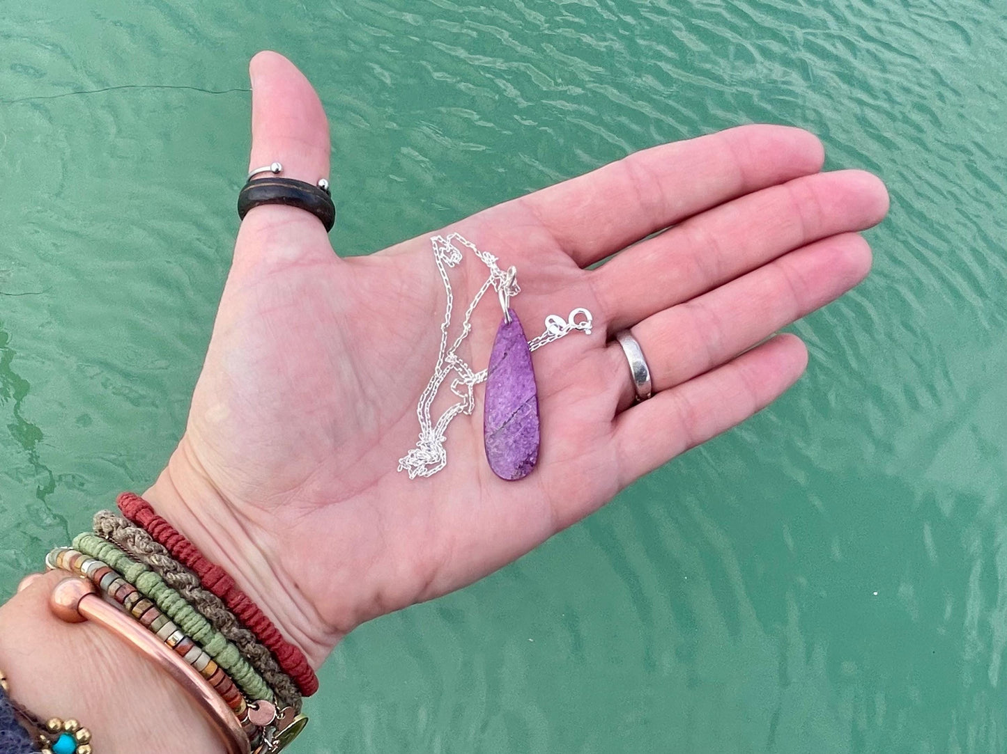 Charoite necklace, purple necklace. Handmade necklace, charoite jewellery, gift for her, unusual necklace, purple gemstone, unique jewellery