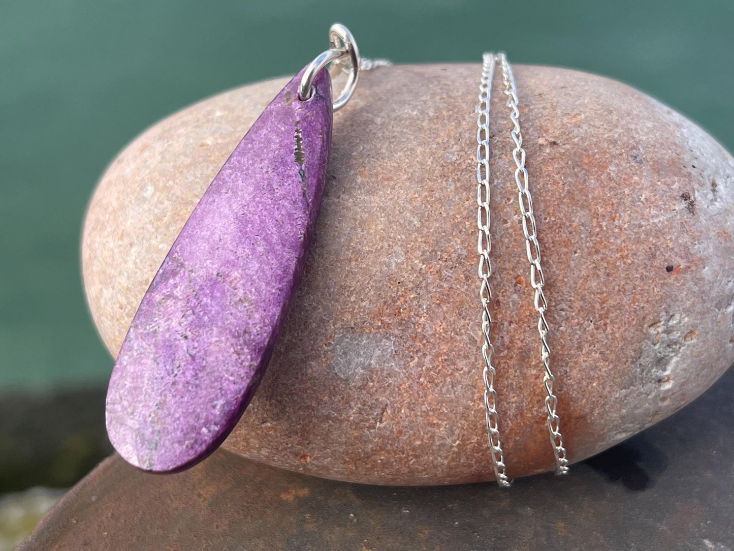 Charoite necklace, purple necklace. Handmade necklace, charoite jewellery, gift for her, unusual necklace, purple gemstone, unique jewellery