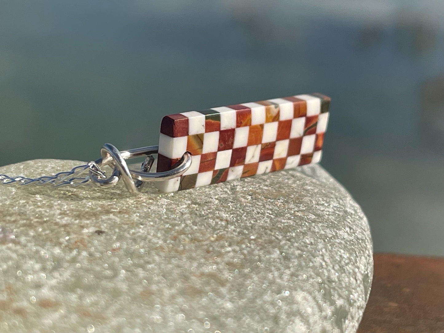 Fused gemstone necklace on recycled sterling silver. Ethical jewellery, lStunning unique jewellery. Unusual pendants.