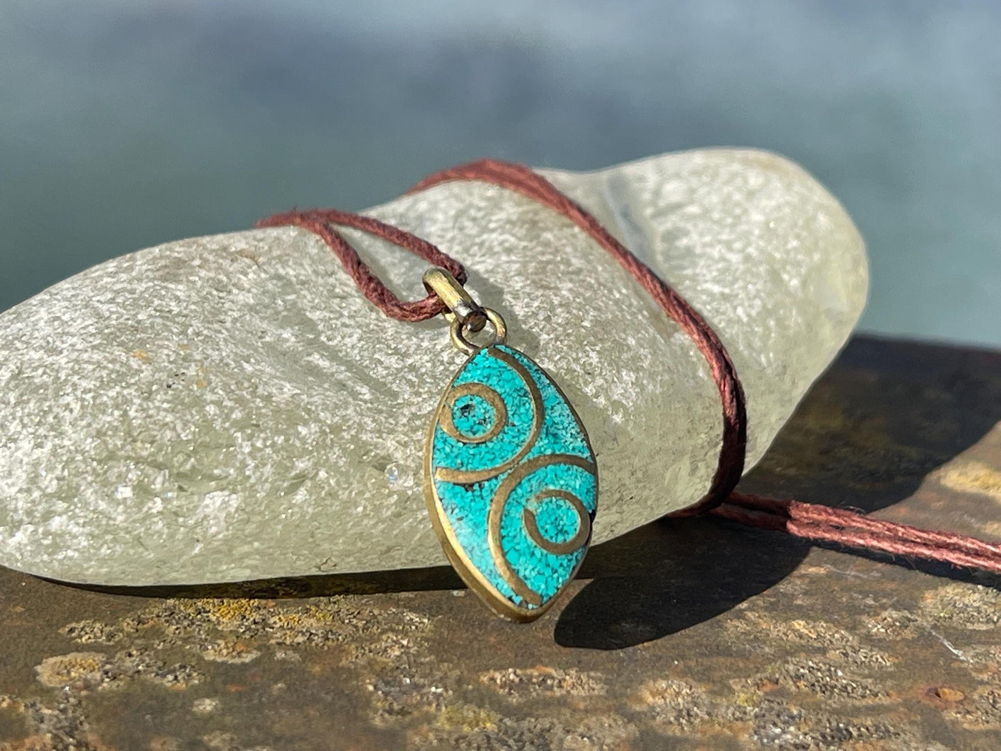 Beautiful turquoise necklace, turquoise pendant, vintage jewellery, ethical jewellery, gemstone pendant, boho necklace, unique necklace