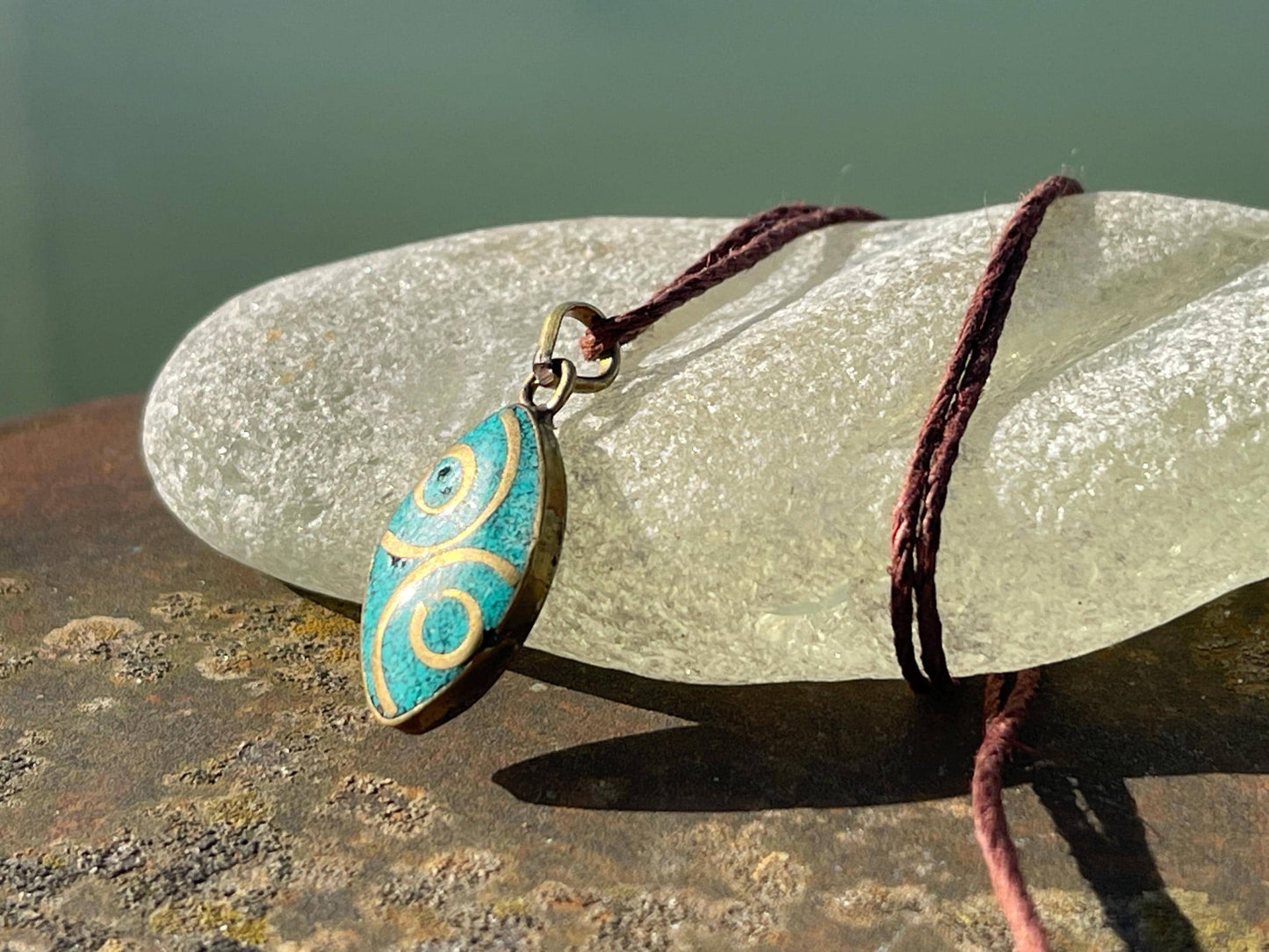 Beautiful turquoise necklace, turquoise pendant, vintage jewellery, ethical jewellery, gemstone pendant, boho necklace, unique necklace