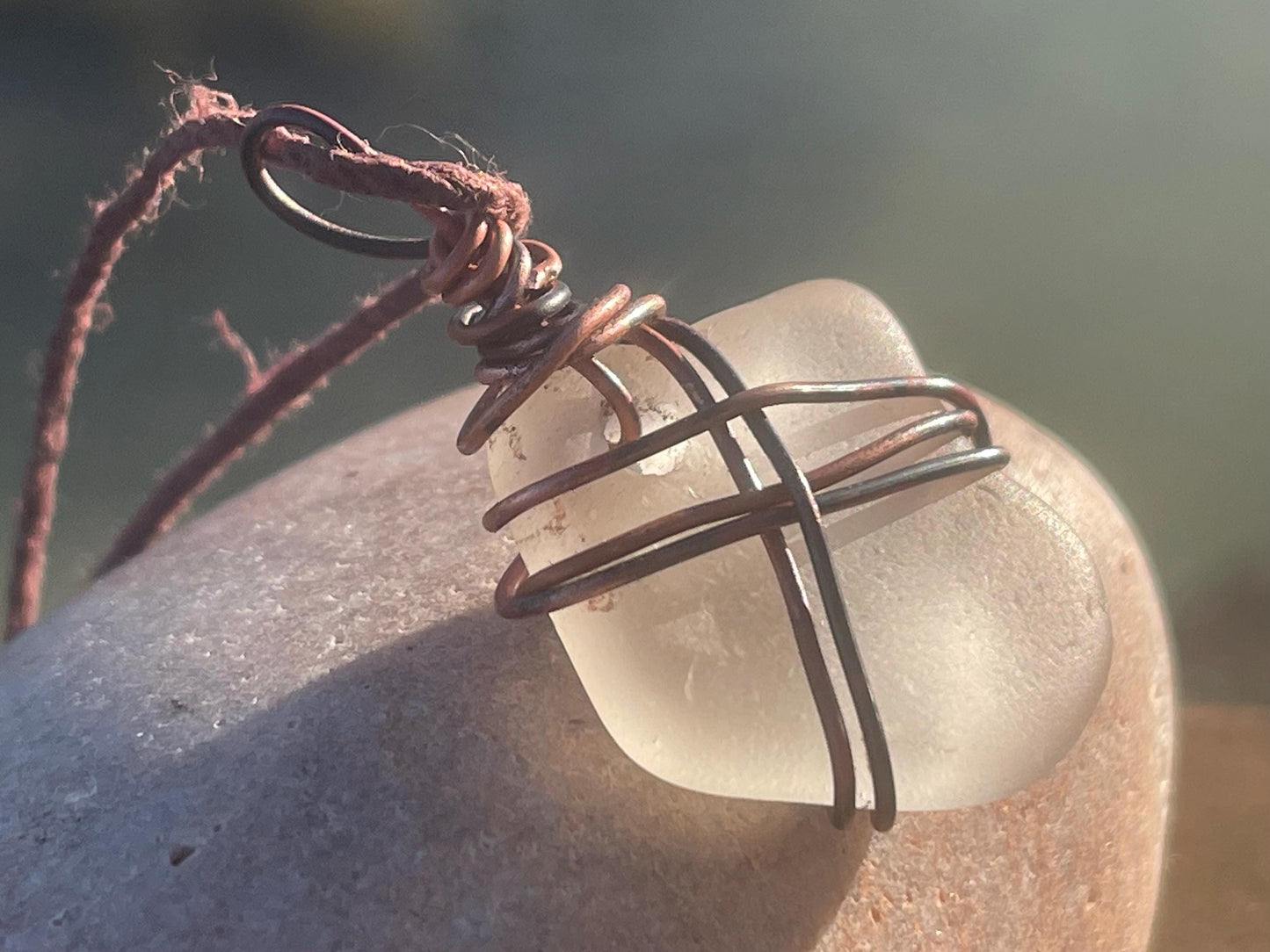 Sea glass necklace. Recycled necklace, gift for him. Ethical jewellery. Sea glass pendant. Eco friendly necklace. Eco friendly jewellery.