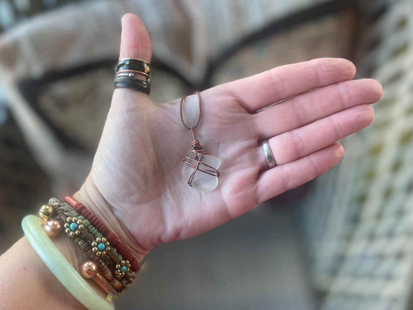 Sea glass necklace. Recycled necklace, gift for him. Ethical jewellery. Sea glass pendant. Eco friendly necklace. Eco friendly jewellery.