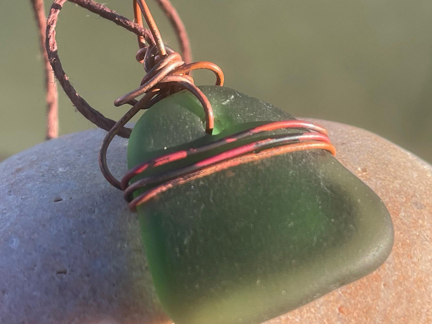 Sea glass necklace. Recycled necklace, gift for him. Ethical jewellery. Sea glass pendant. Eco friendly necklace. Eco friendly jewellery.