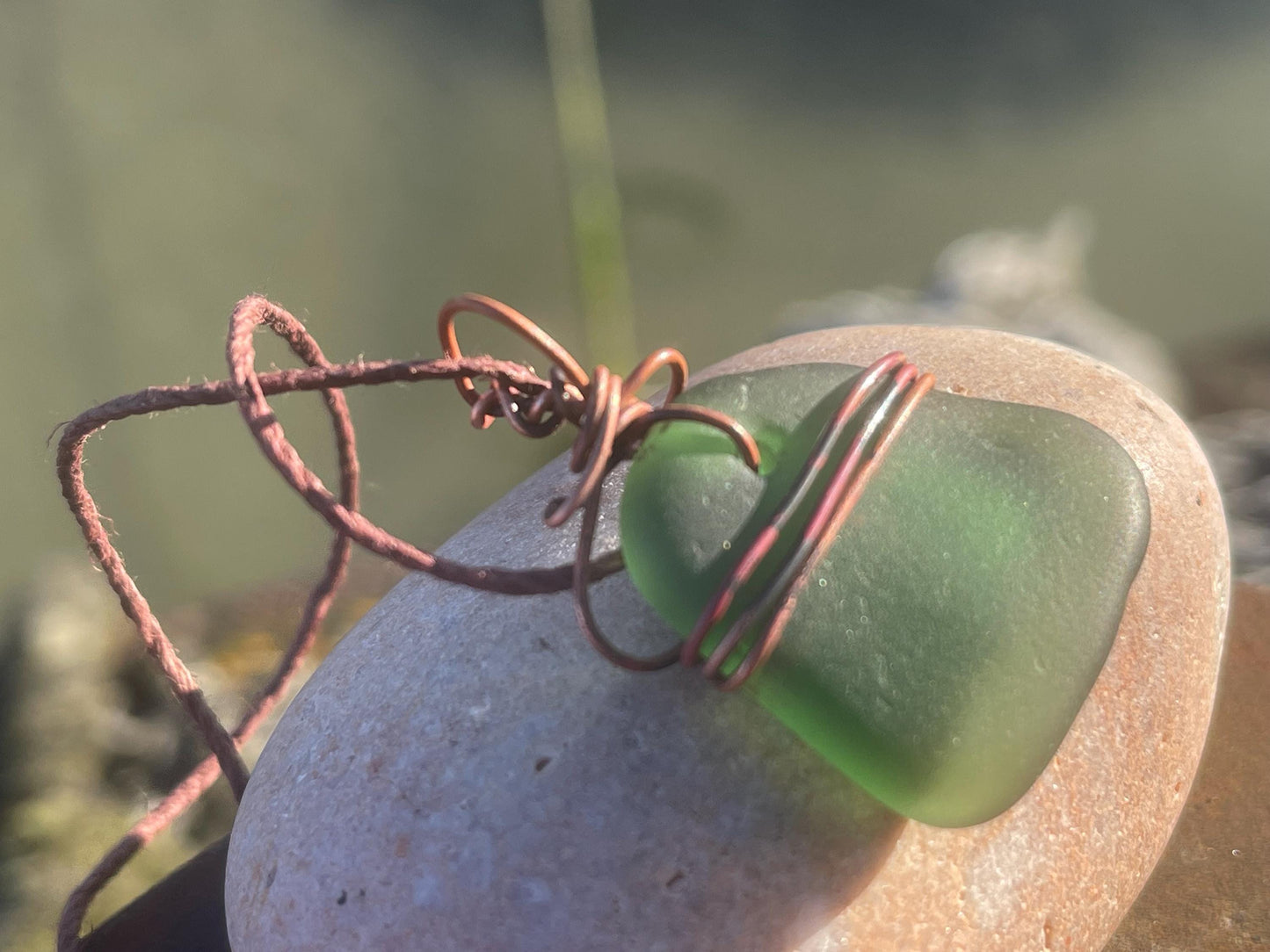 Sea glass necklace. Recycled necklace, gift for him. Ethical jewellery. Sea glass pendant. Eco friendly necklace. Eco friendly jewellery.