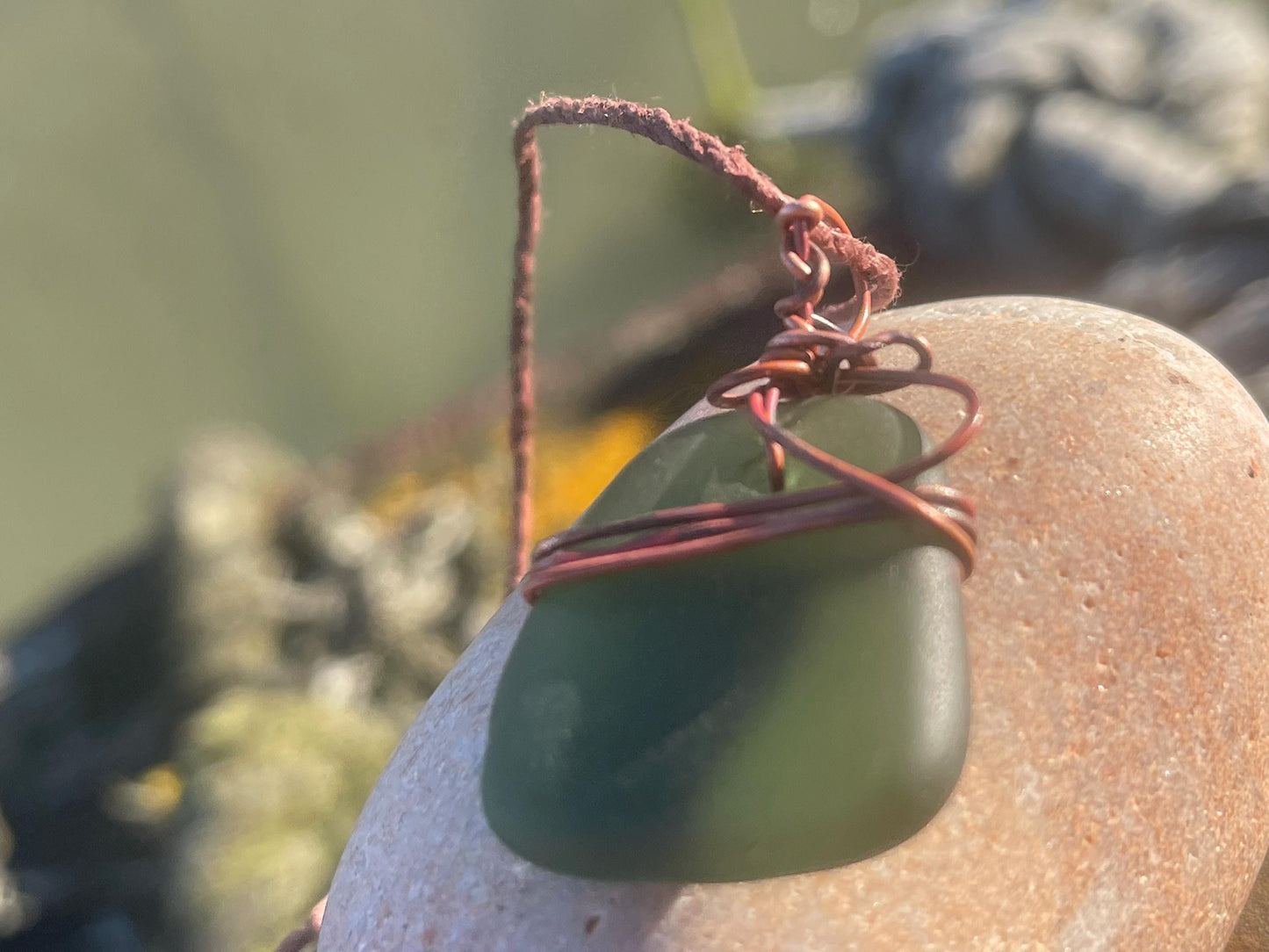Sea glass necklace. Recycled necklace, gift for him. Ethical jewellery. Sea glass pendant. Eco friendly necklace. Eco friendly jewellery.
