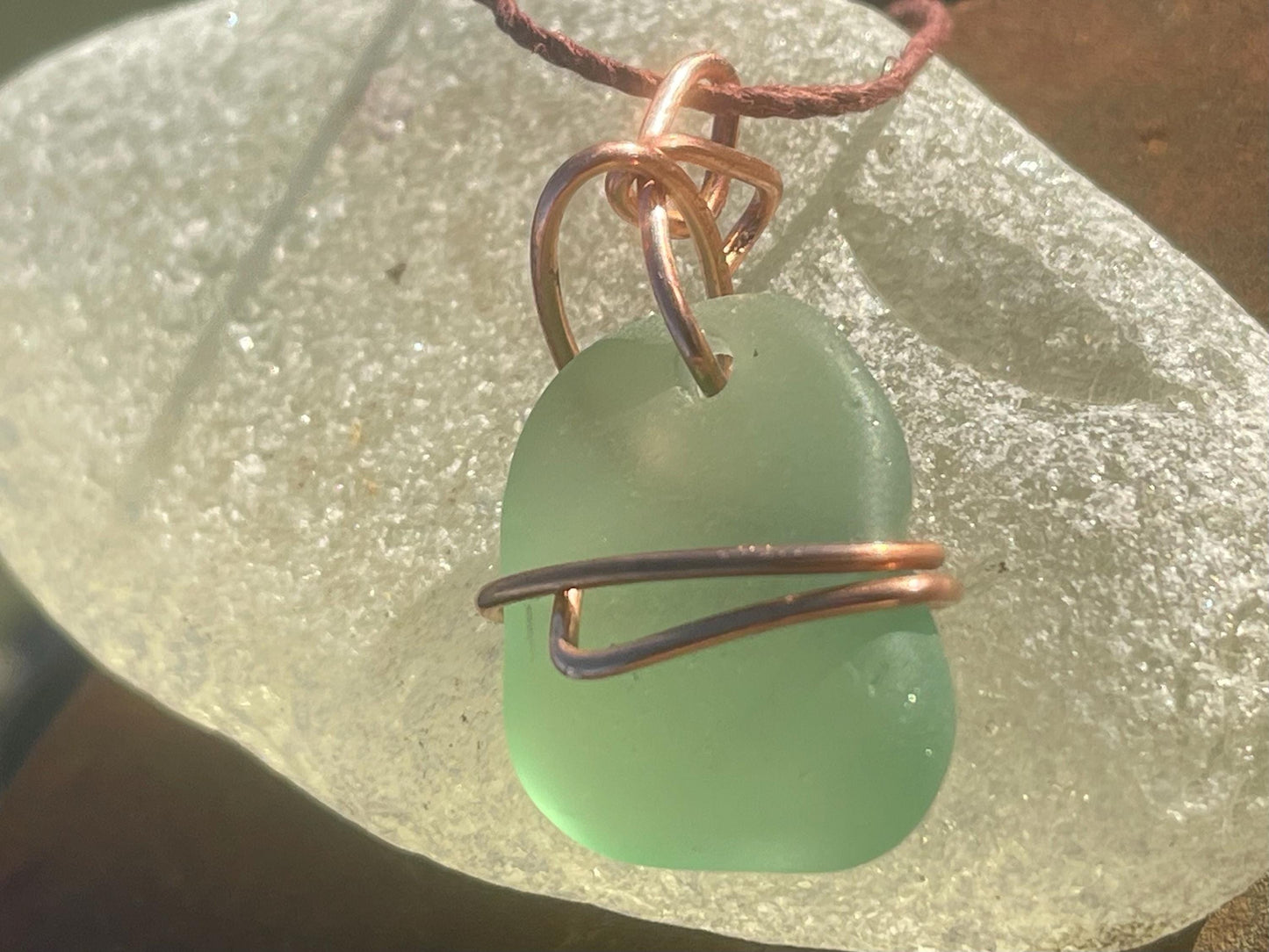 Sea glass necklace. Recycled necklace, gift for him. Ethical jewellery. Sea glass pendant. Eco friendly necklace. Eco friendly jewellery.