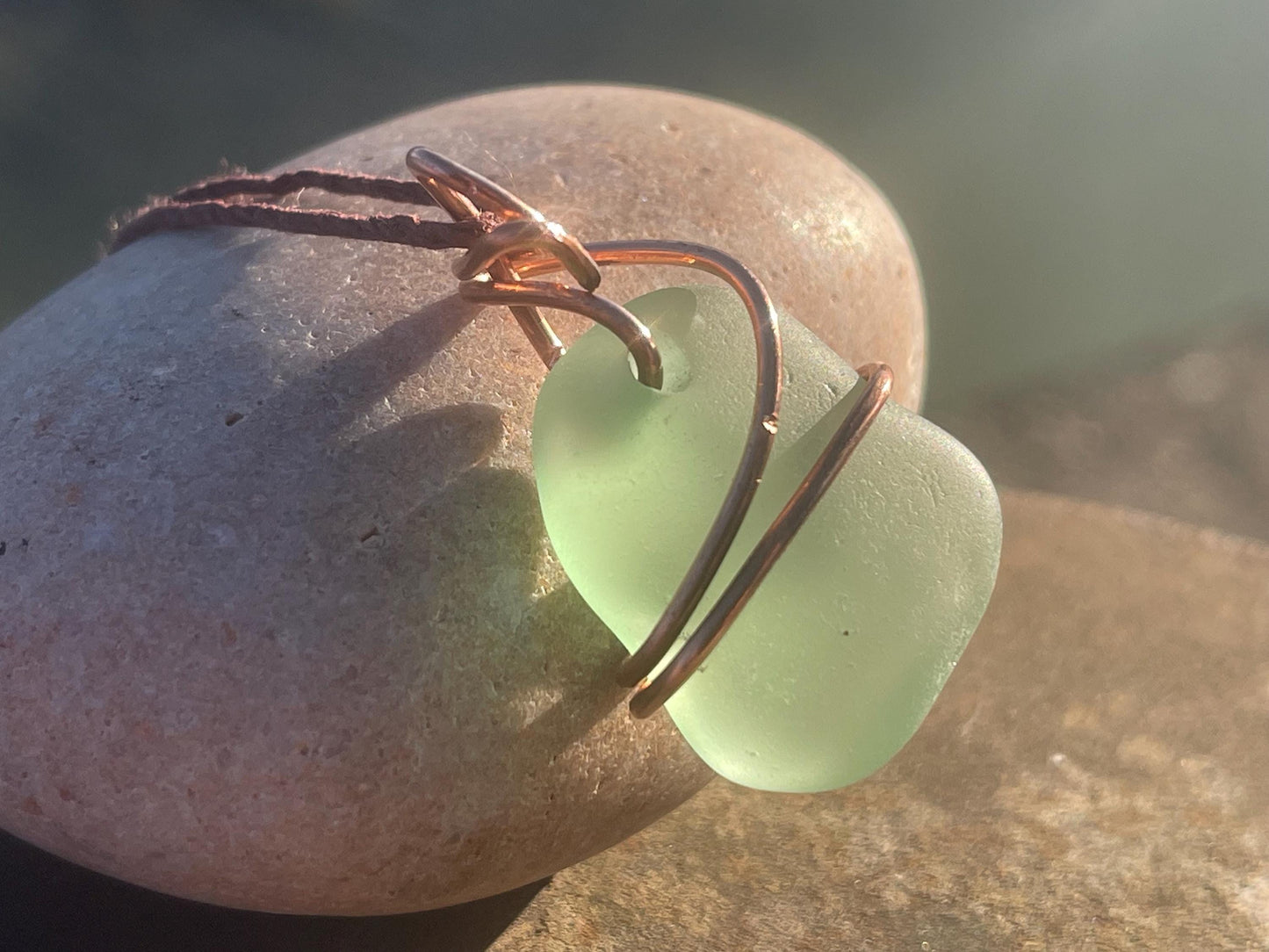 Sea glass necklace. Recycled necklace, gift for him. Ethical jewellery. Sea glass pendant. Eco friendly necklace. Eco friendly jewellery.