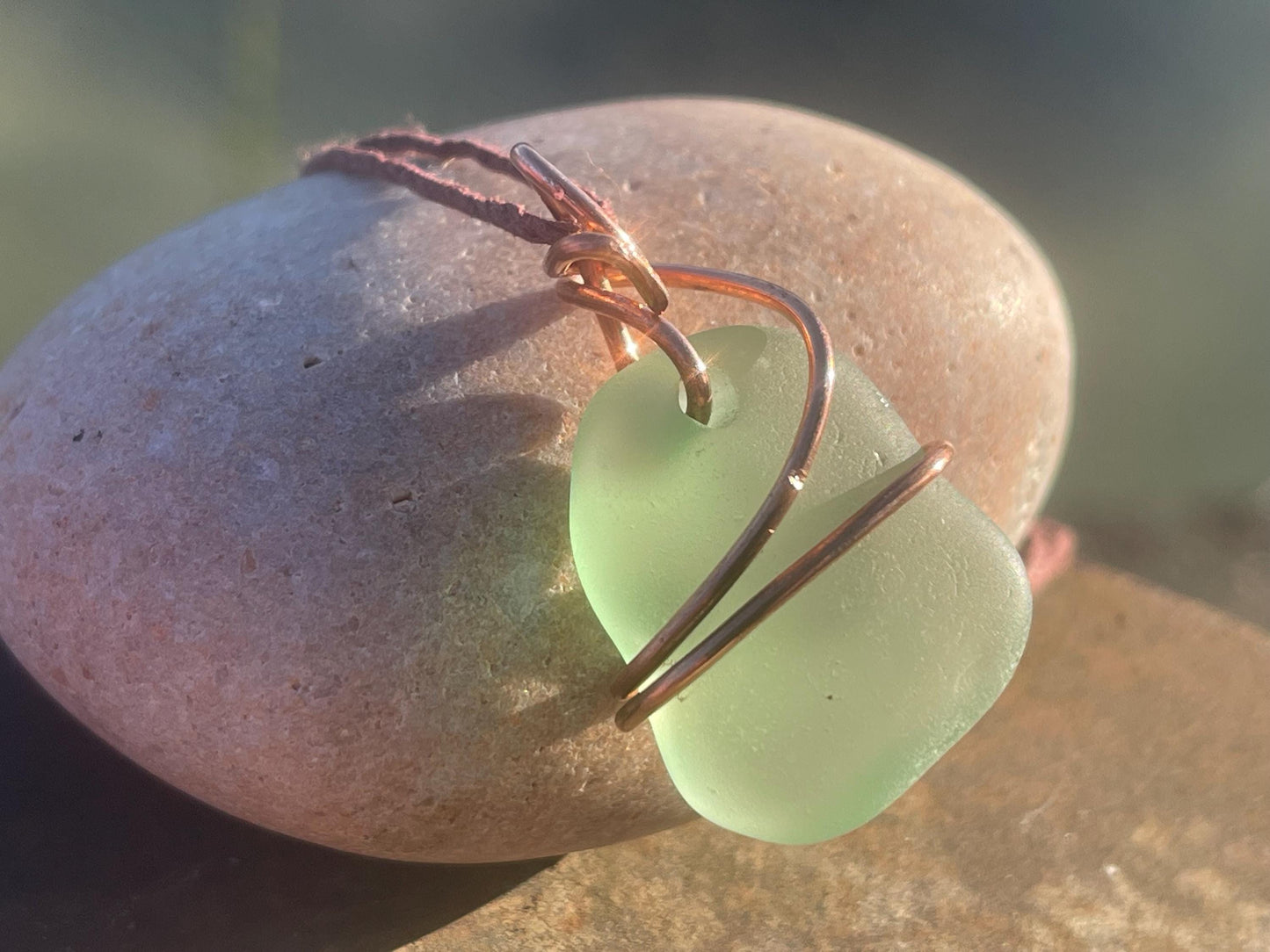 Sea glass necklace. Recycled necklace, gift for him. Ethical jewellery. Sea glass pendant. Eco friendly necklace. Eco friendly jewellery.