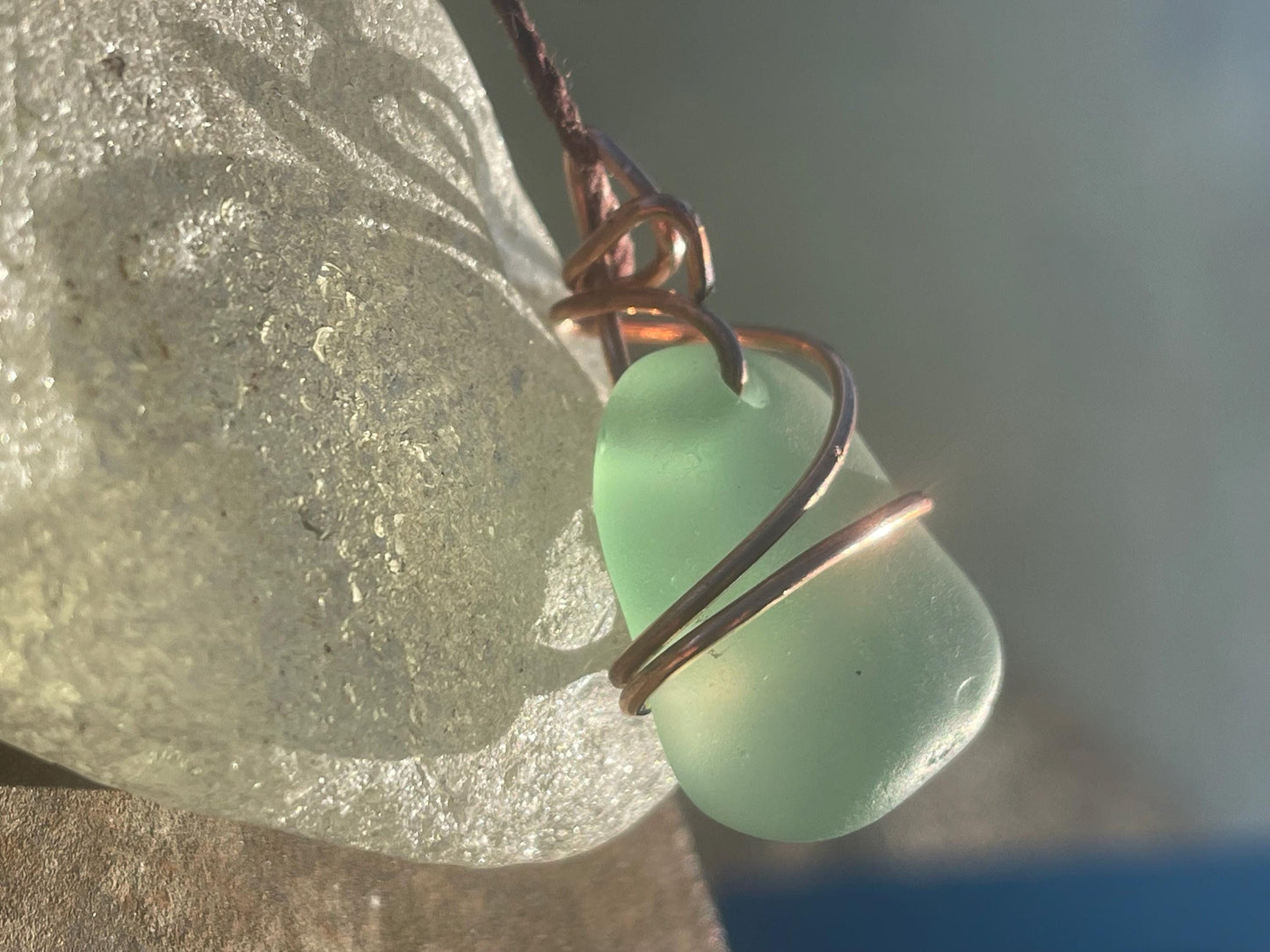 Sea glass necklace. Recycled necklace, gift for him. Ethical jewellery. Sea glass pendant. Eco friendly necklace. Eco friendly jewellery.