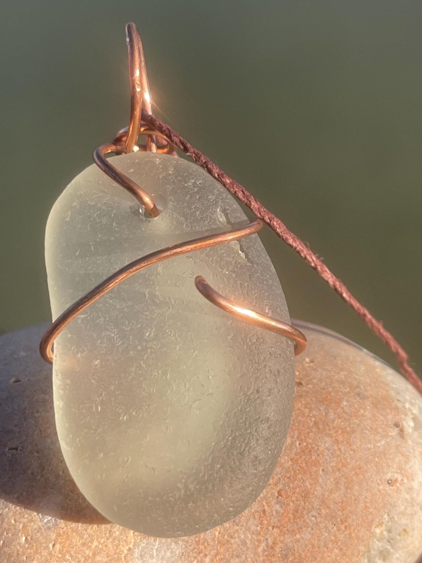 Sea glass necklace. Recycled necklace, gift for him. Ethical jewellery. Sea glass pendant. Eco friendly necklace. Eco friendly jewellery.