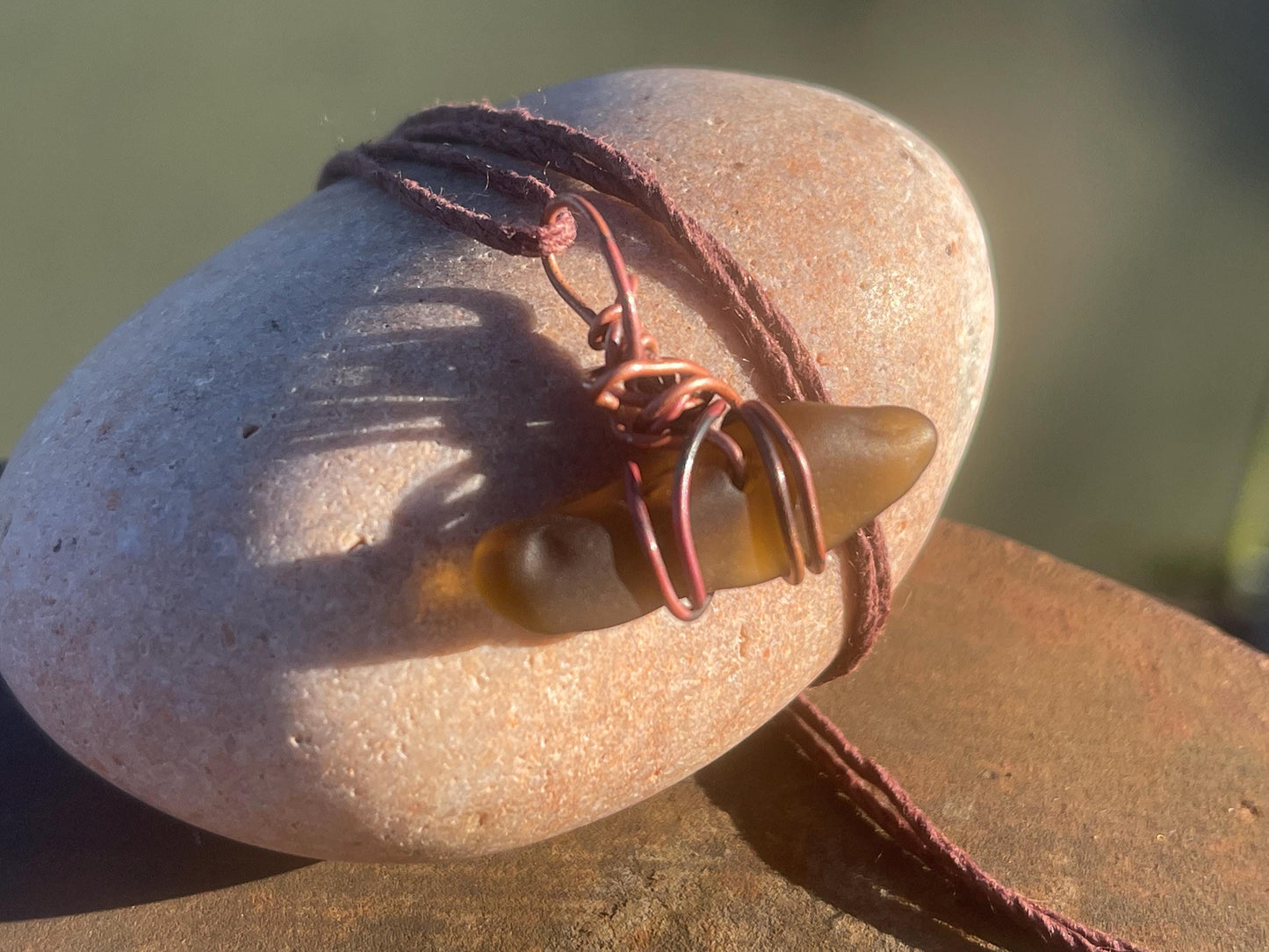 Sea glass necklace. Recycled necklace, gift for him. Ethical jewellery. Sea glass pendant. Eco friendly necklace. Eco friendly jewellery.