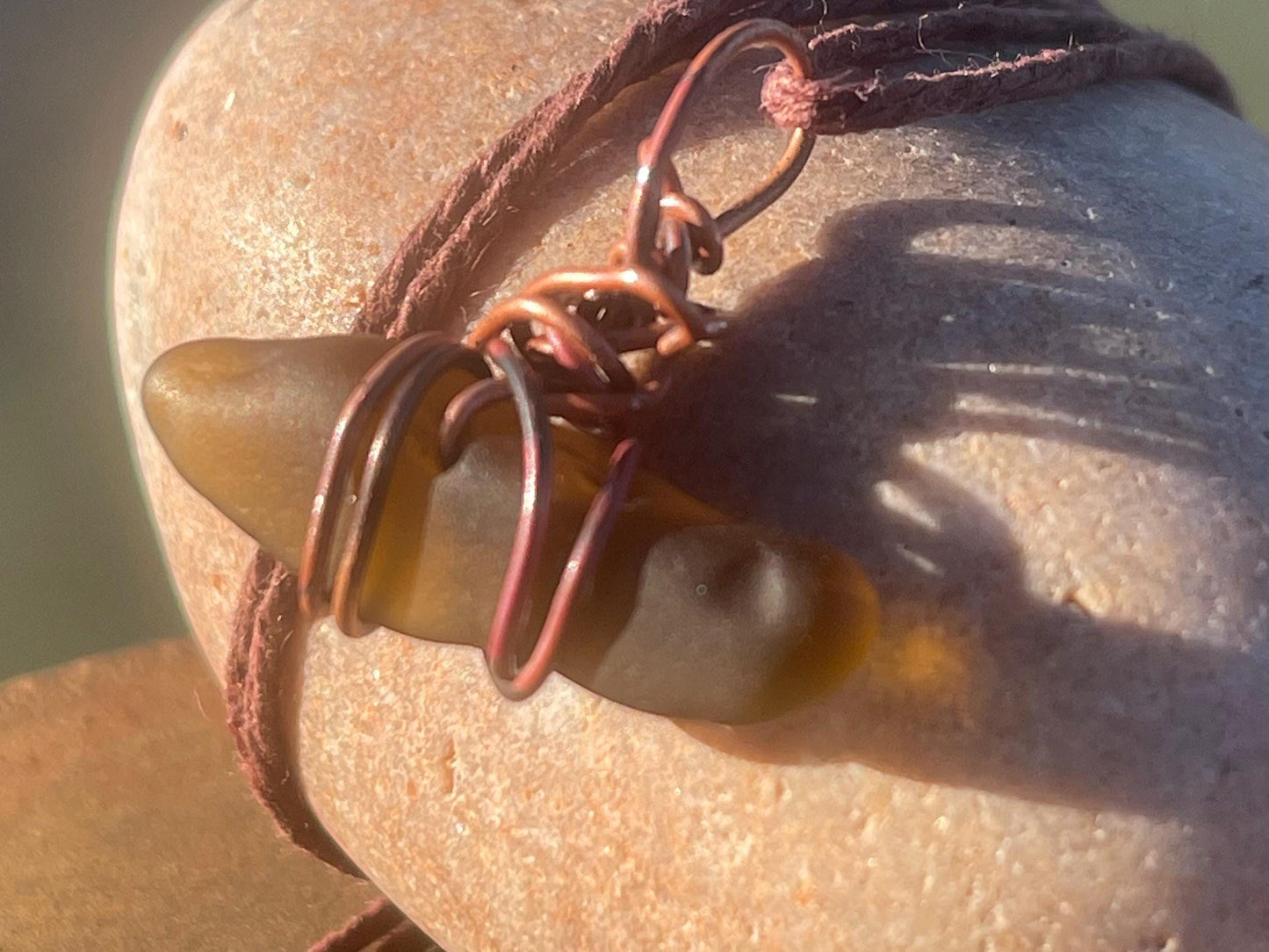 Sea glass necklace. Recycled necklace, gift for him. Ethical jewellery. Sea glass pendant. Eco friendly necklace. Eco friendly jewellery.