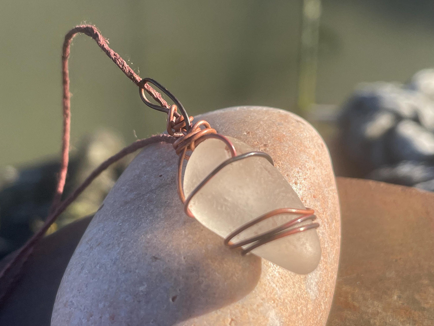 Sea glass necklace. Recycled necklace, gift for him. Ethical jewellery. Sea glass pendant. Eco friendly necklace. Eco friendly jewellery.