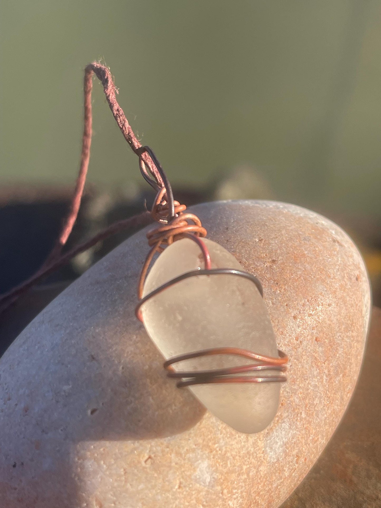 Sea glass necklace. Recycled necklace, gift for him. Ethical jewellery. Sea glass pendant. Eco friendly necklace. Eco friendly jewellery.