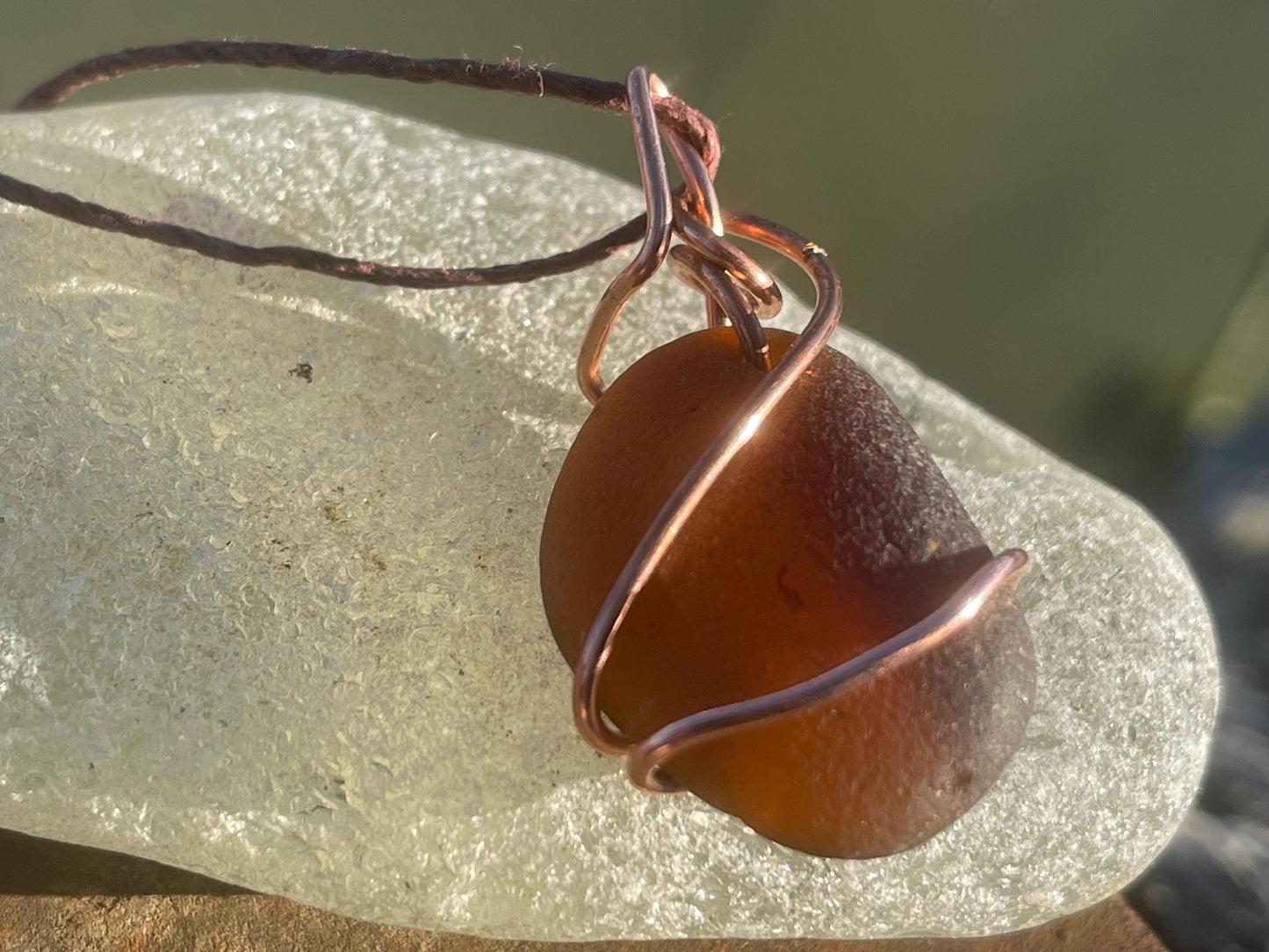 Sea glass necklace. Recycled necklace, gift for him. Ethical jewellery. Sea glass pendant. Eco friendly necklace. Eco friendly jewellery.