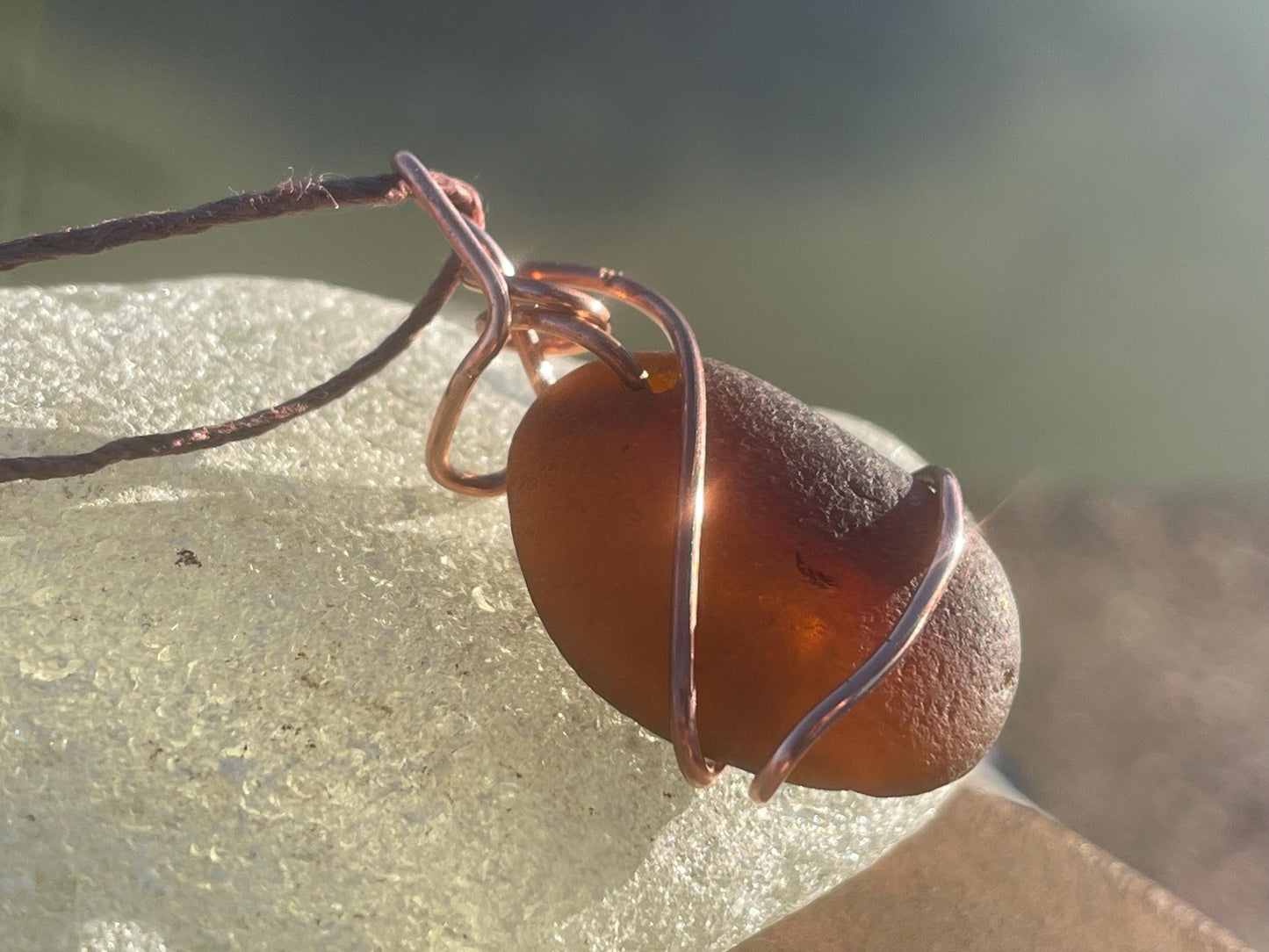 Sea glass necklace. Recycled necklace, gift for him. Ethical jewellery. Sea glass pendant. Eco friendly necklace. Eco friendly jewellery.