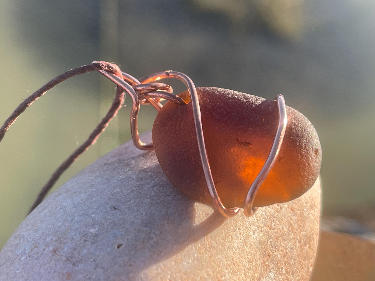 Sea glass necklace. Recycled necklace, gift for him. Ethical jewellery. Sea glass pendant. Eco friendly necklace. Eco friendly jewellery.