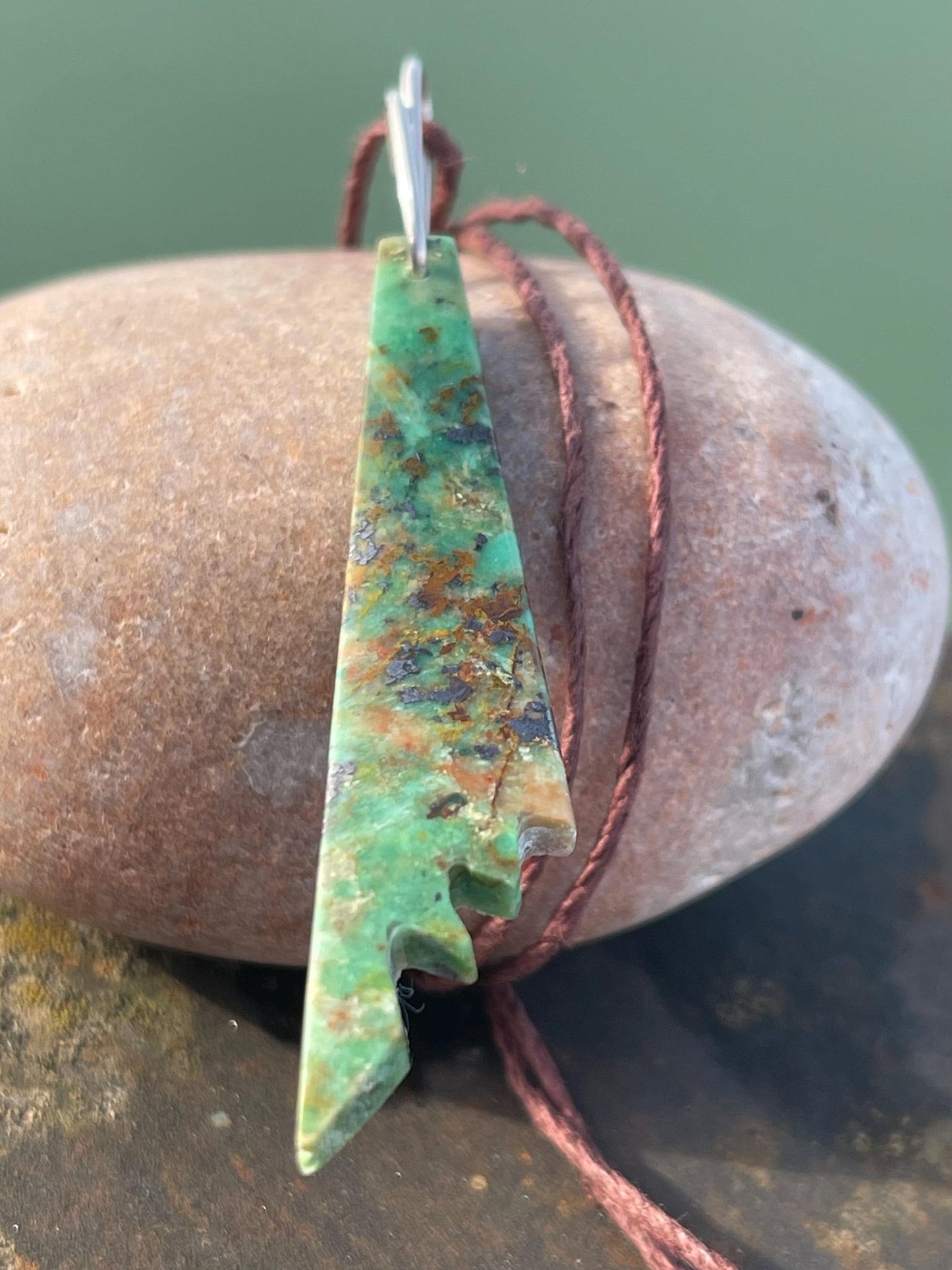 Chrysocolla gemstone necklace on recycled sterling silver. Ethical jewellery, green gemstone. Stunning unique jewellery. Unique gifts