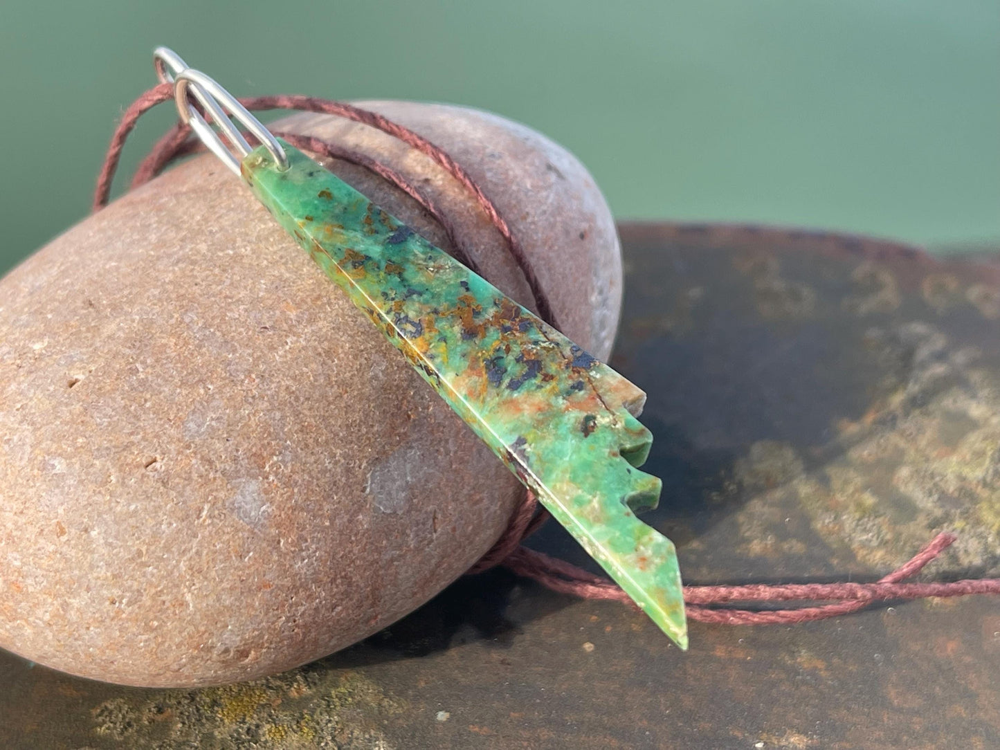 Chrysocolla gemstone necklace on recycled sterling silver. Ethical jewellery, green gemstone. Stunning unique jewellery. Unique gifts