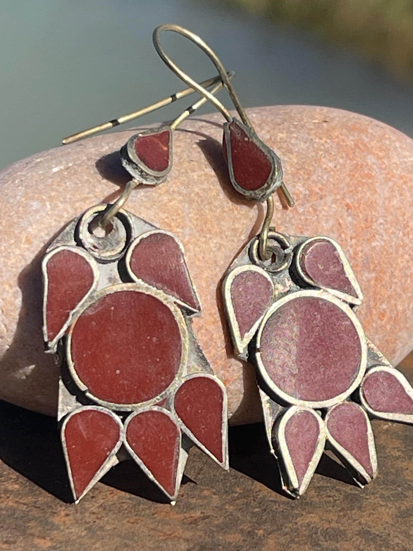 Gypsy jewellery, vintage teardrop earrings, red jewellery, ethical jewellery, gypsy earrings, romantic gifts, eco friendly jewellery