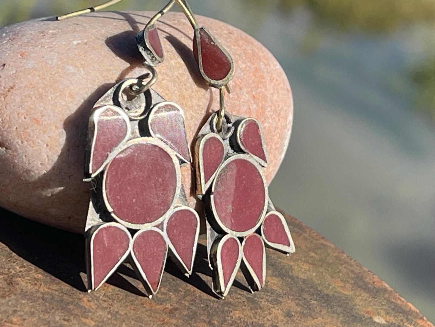 Gypsy jewellery, vintage teardrop earrings, red jewellery, ethical jewellery, gypsy earrings, romantic gifts, eco friendly jewellery