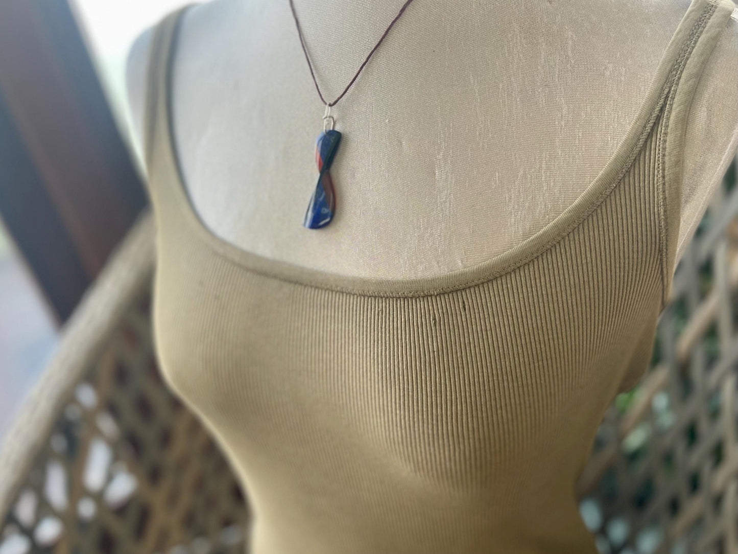Handmade lapis lazuli necklace. Lapis and carnelian pendant on recycled sterling silver. Romantic gift for her. Unusual lapis jewellery.