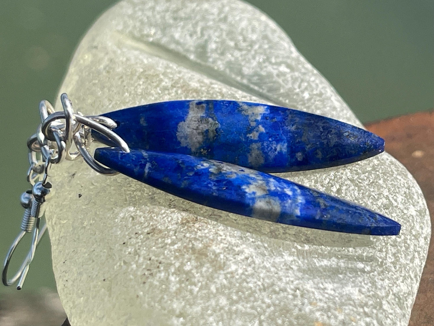 Sodalite gemstone earrings. Ethical jewellery, blue gemstone earrings. Stunning unique jewellery. Unique gifts. Unique handmade earrings.