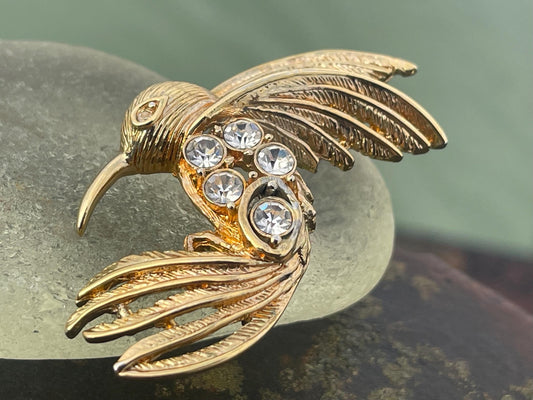 Hummingbird brooch, vintage jewellery, retro jewellery, unusual jewellery, bird brooch, eco friendly gifts for her, ethical jewellery