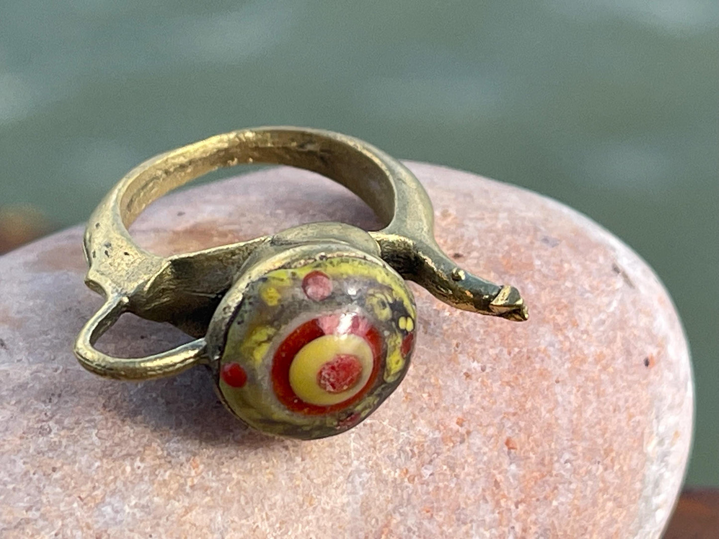Fabulous vintage tea pot ring, large red ring, boho vintage jewellery, ethical jewellery, gypsy ring. Gypsy jewellery, statement jewellery