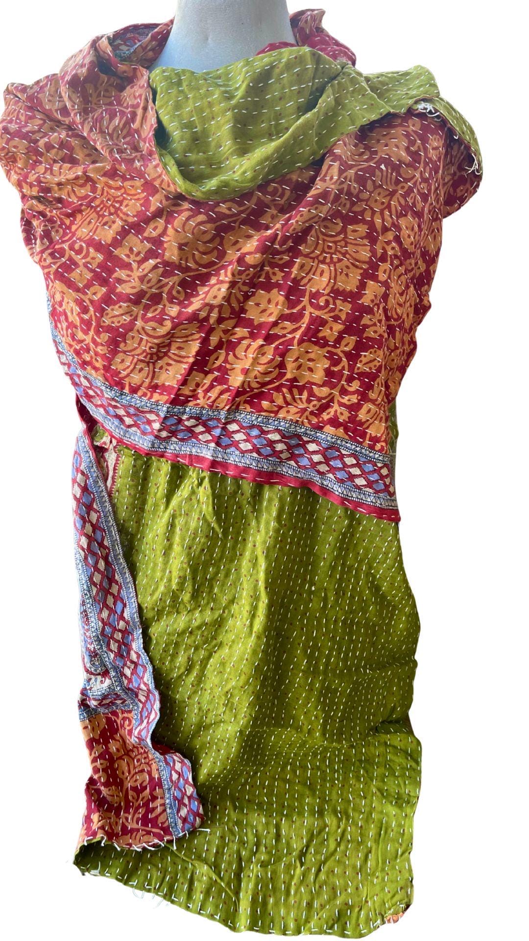 SALE. Vintage scarf, cotton shawl, eco friendly gift for her, handmade shawl. Vintage clothing, boho scarf, ethical clothing, boho wrap