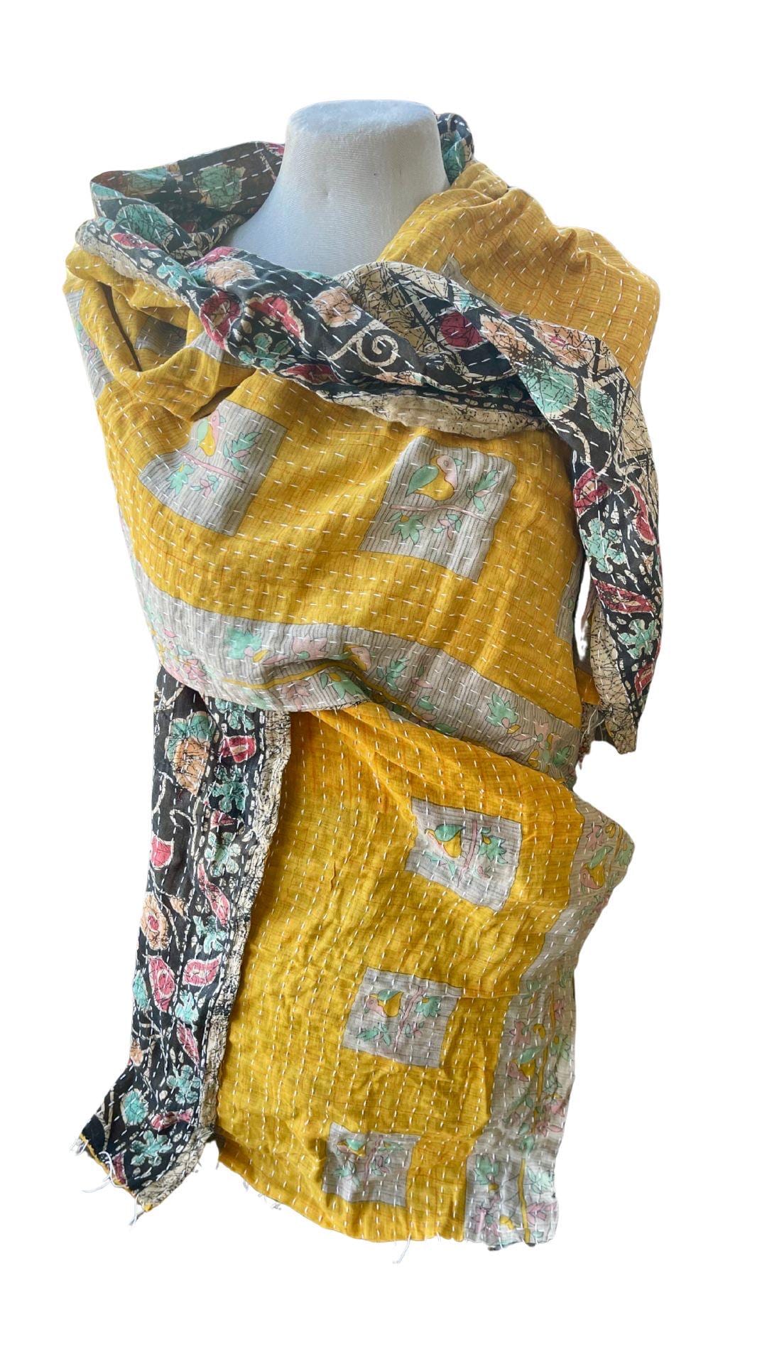 SALE. Vintage scarf, cotton shawl, eco friendly gift for her, handmade shawl. Vintage clothing, boho scarf, ethical clothing, boho wrap