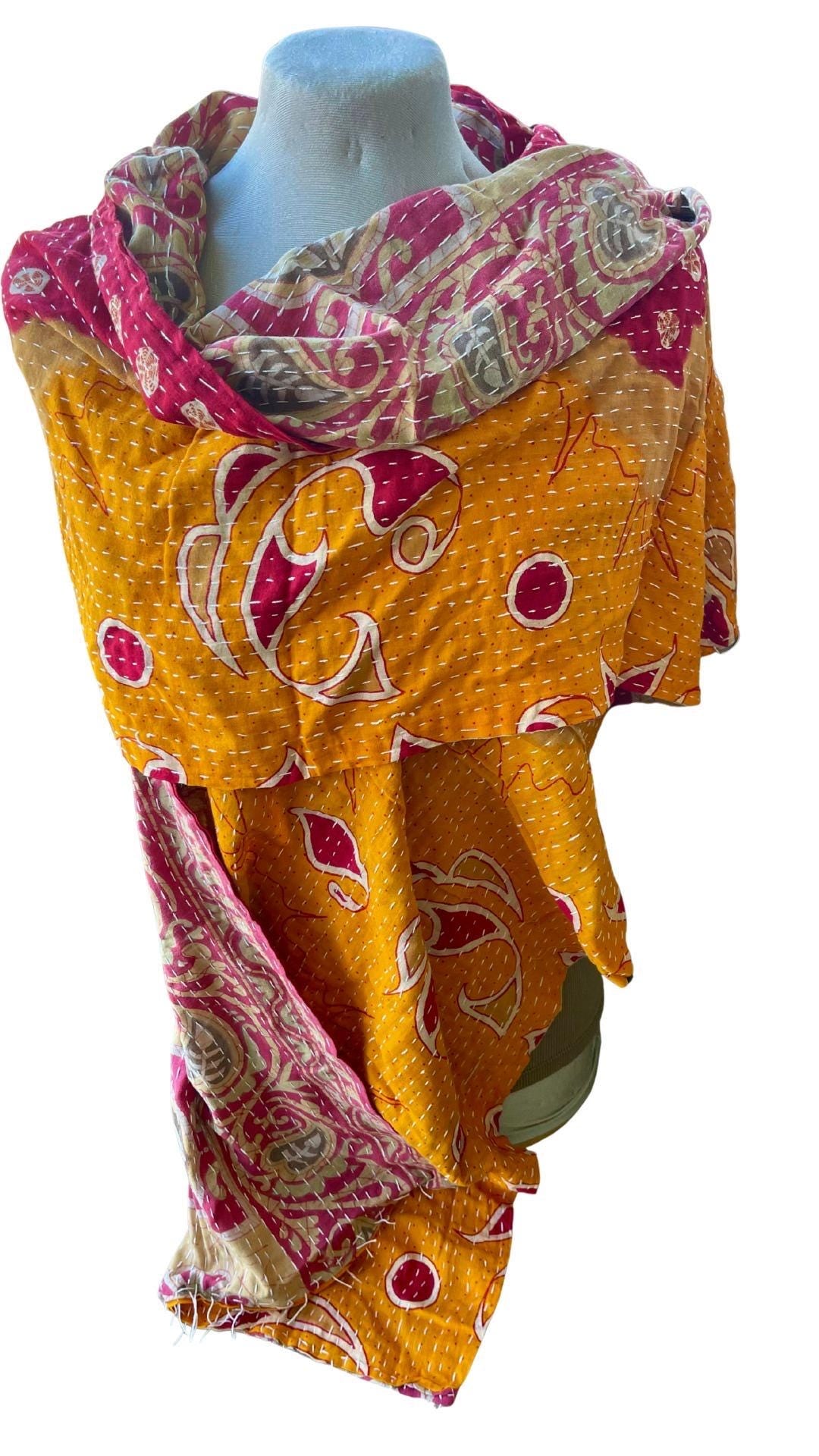 SALE. Boho Cotton Wrap Scarf, Eco-Friendly Handmade Shawl Gift for Her