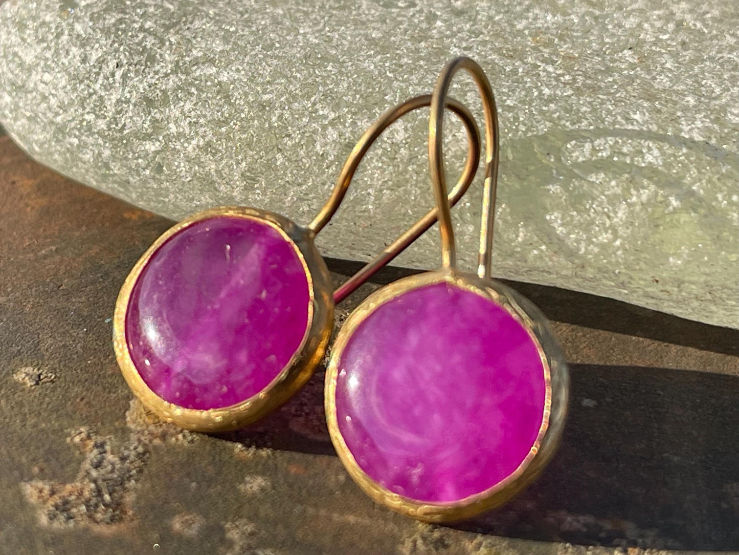 Gypsy jewellery, pink / purple vintage earrings, pink jewellery, ethical jewellery, gypsy earrings, romantic gifts, eco friendly jewellery