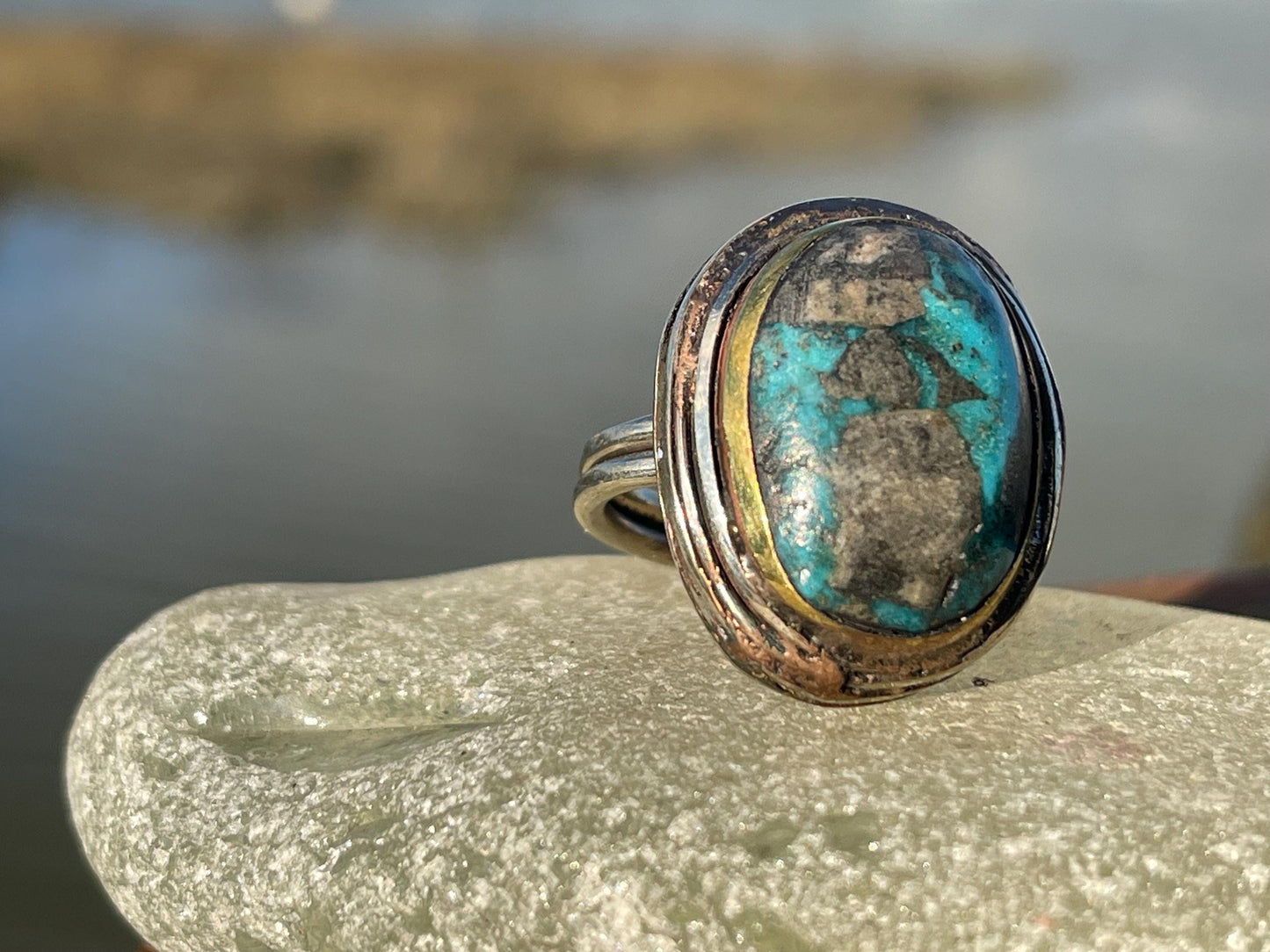 Fabulous vintage turquoise ring, boho vintage jewellery, ethical jewellery, gypsy ring. Eco friendly jewellery. Turquoise jewellery.