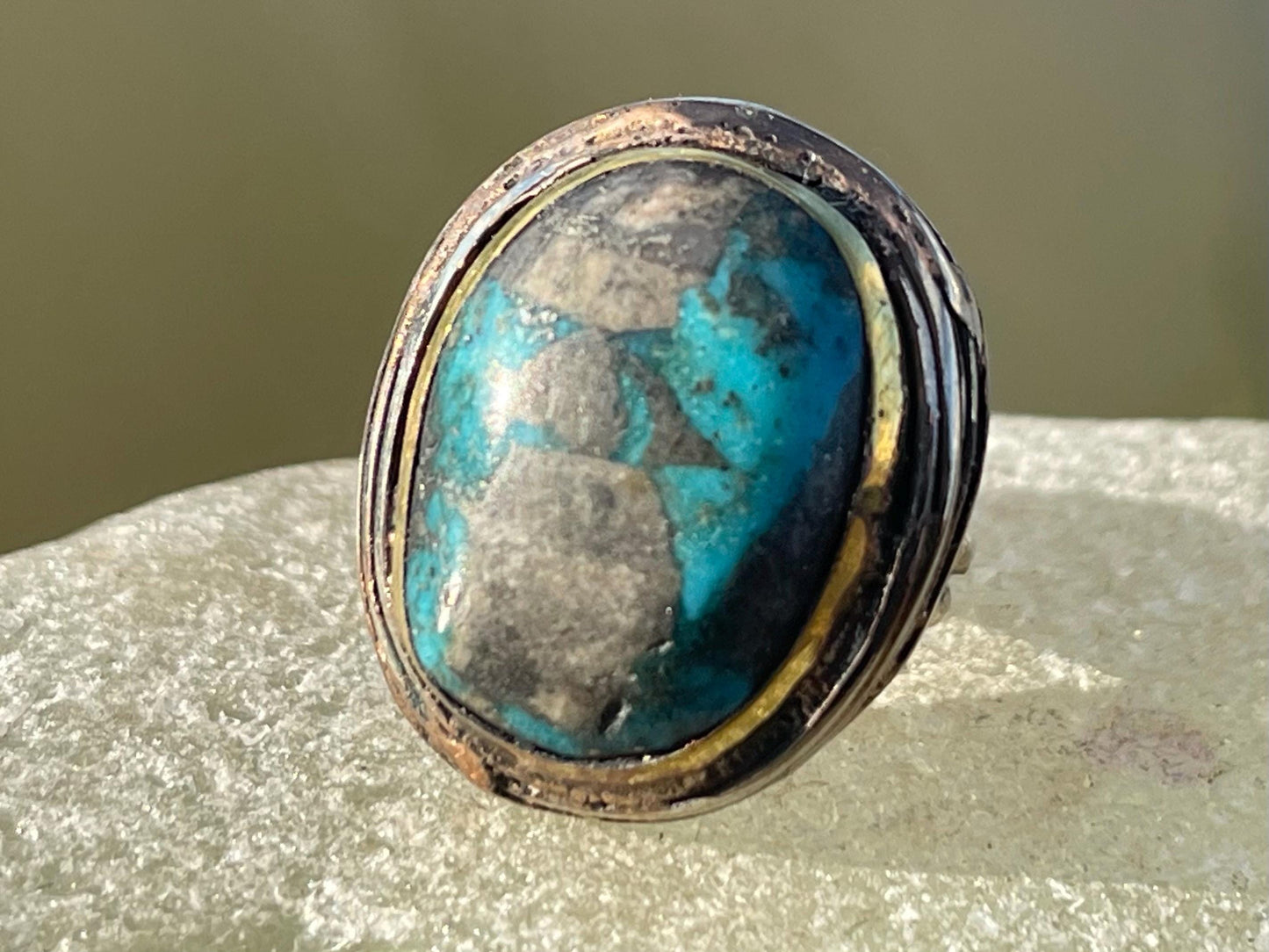 Fabulous vintage turquoise ring, boho vintage jewellery, ethical jewellery, gypsy ring. Eco friendly jewellery. Turquoise jewellery.