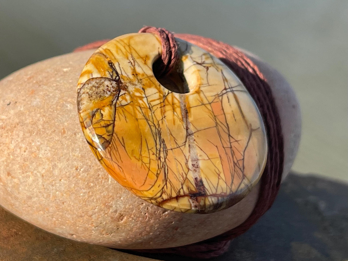 Picasso jasper gemstone necklace. Ethical jewellery, yellow gemstone pendants. Stunning unique jewellery. Unique gifts. Unique necklace.