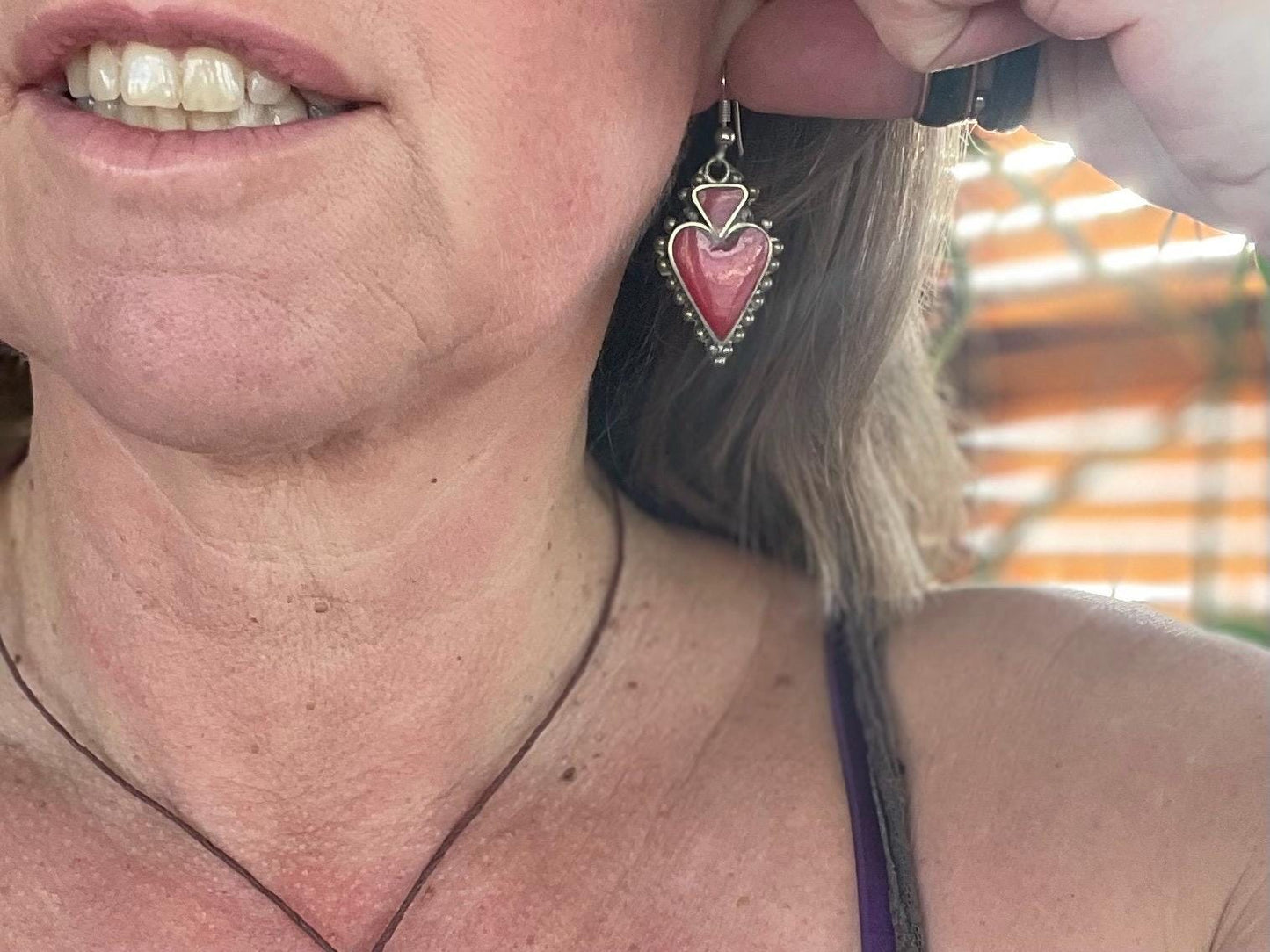 Vintage red heart earrings, heart jewellery, ethical jewellery, gypsy earrings, romantic gifts, eco friendly jewellery. Red hearts.